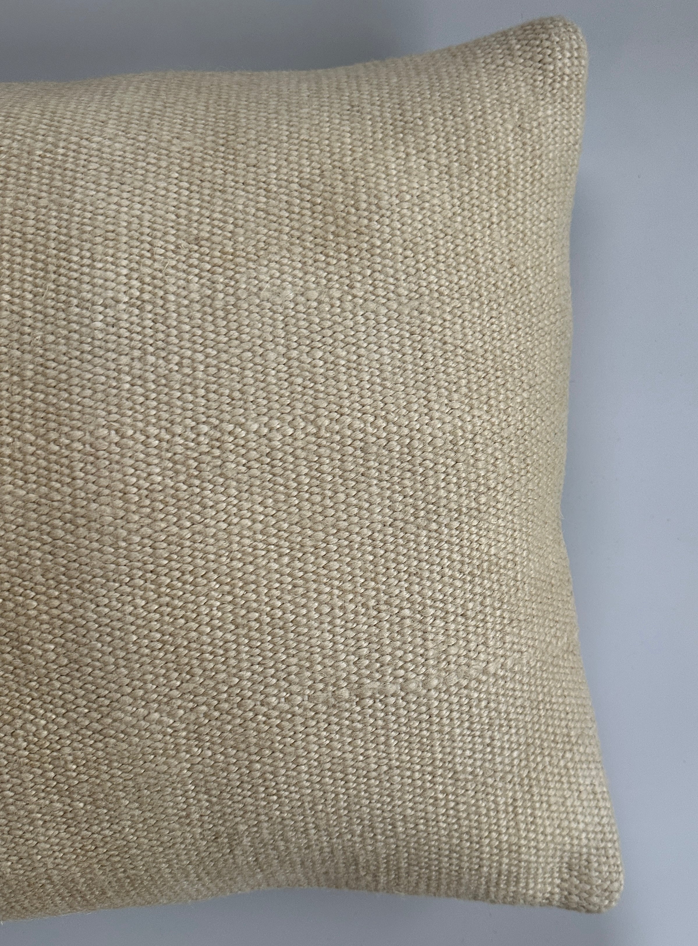 Handmade Textured Cream Turkish Cushion Cover 16''x16'' / 41x40 CM