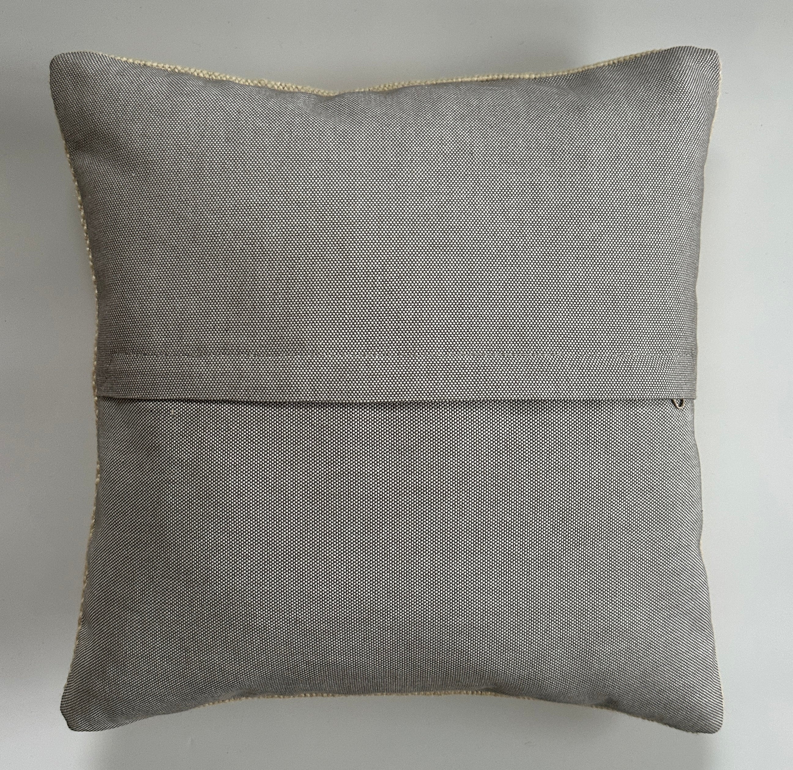 Handmade Textured Cream Turkish Cushion Cover 16''x16'' / 41x40 CM