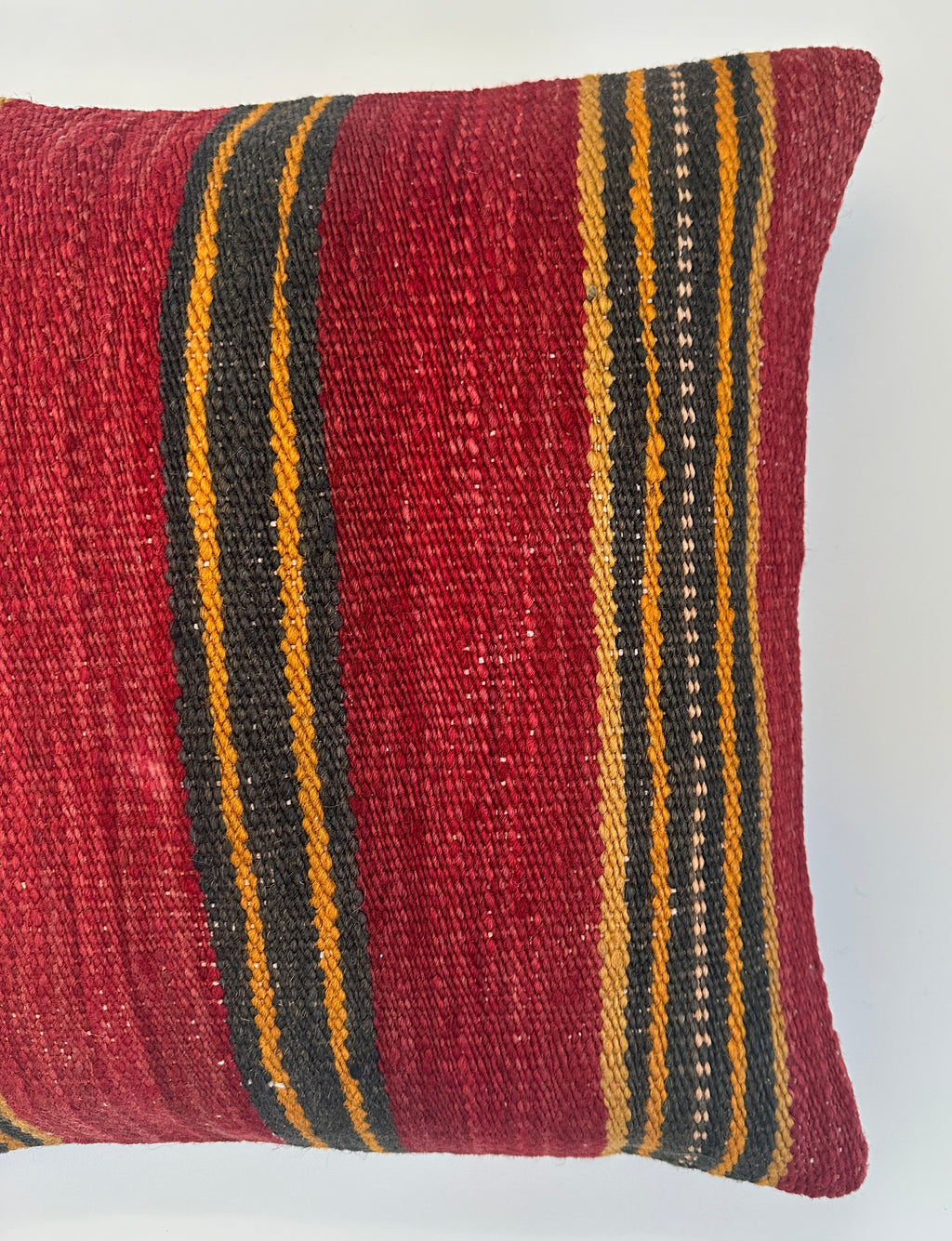 Handmade Striped Red Turkish Rug Cushion Cover 16''x16'' / 40x40 CM
