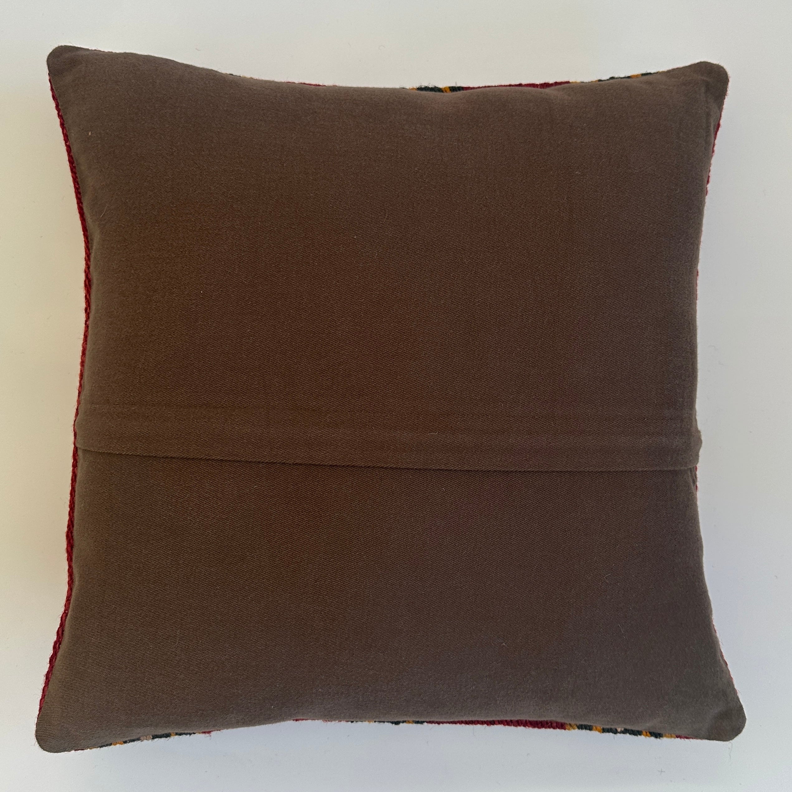 Handmade Striped Red Turkish Rug Cushion Cover 16''x16'' / 40x40 CM