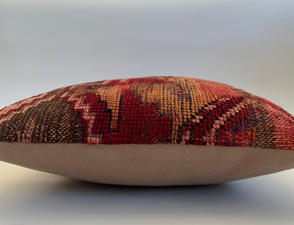 Handmade Red Turkish Rug Cushion Cover 16''x16'' / 41x41 CM