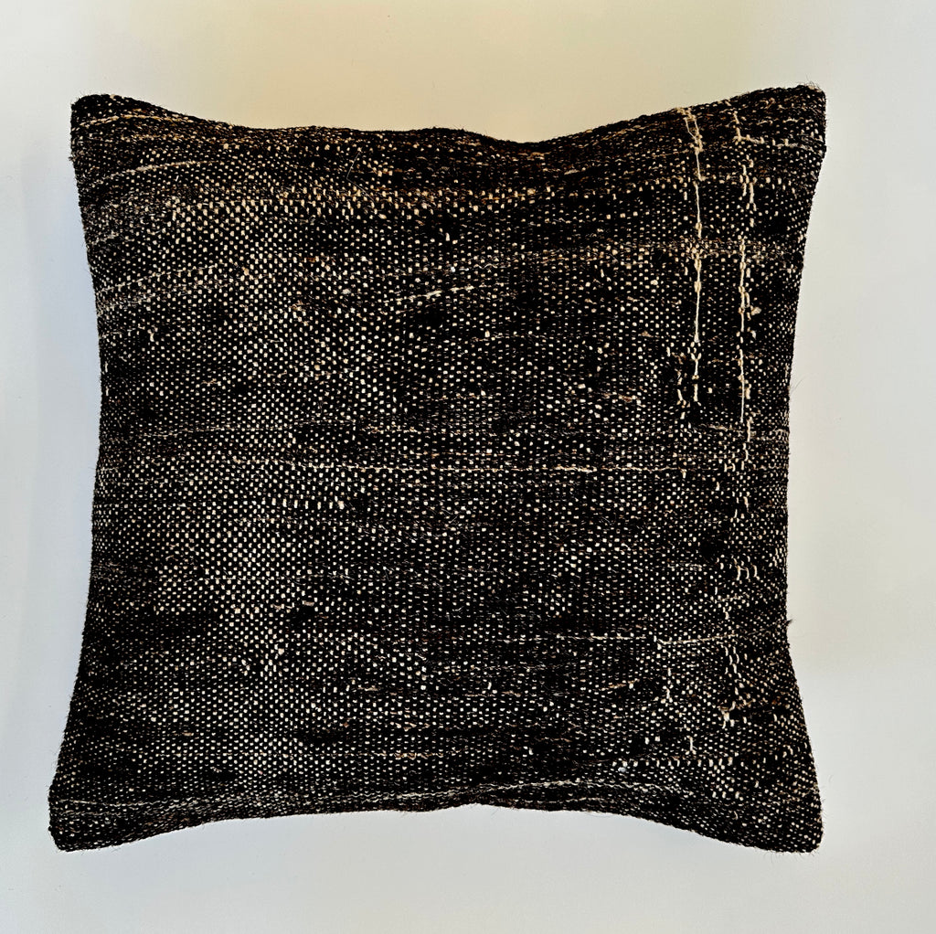 Textured Charcoal Turkish Rug Cushion Cover 16''x16'' / 42x41 CM