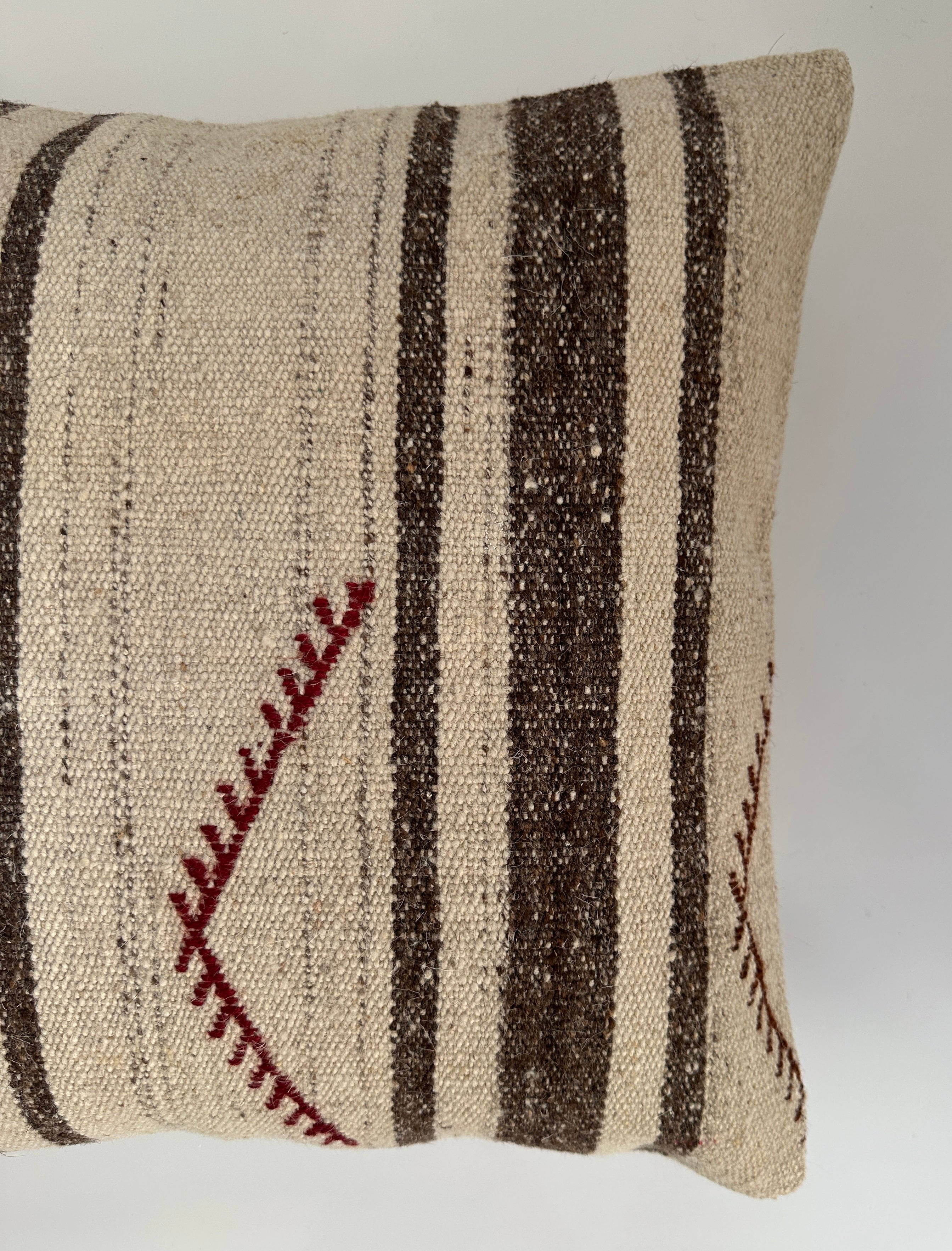 Handmade Striped Textured Grey Turkish Rug Cushion Cover 18''x18'' / 45x45 CM