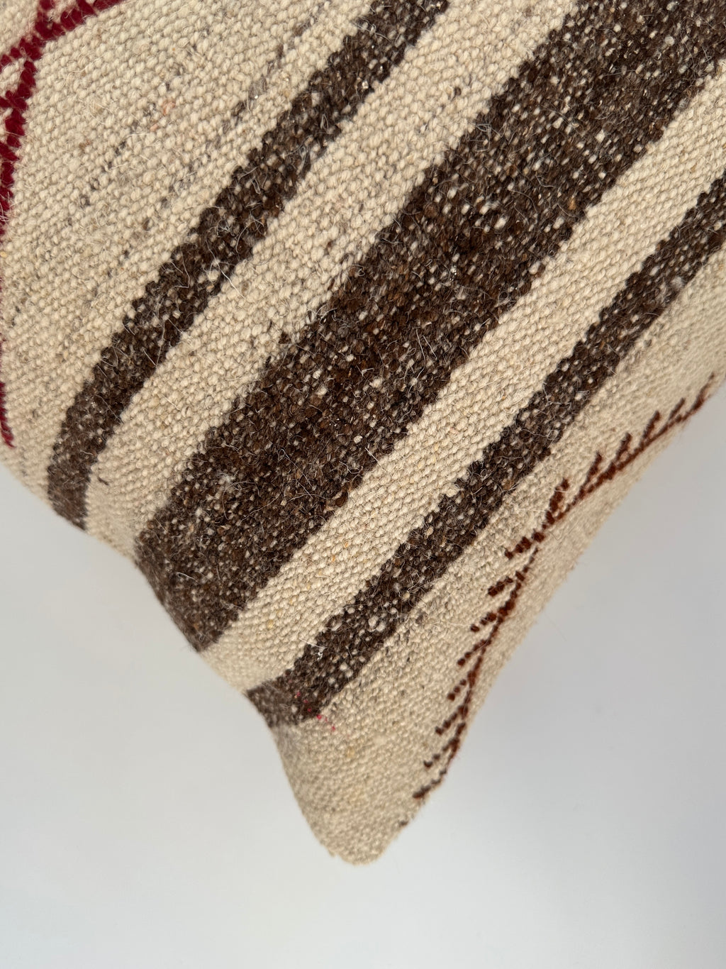 Handmade Striped Textured Grey Turkish Rug Cushion Cover 18''x18'' / 45x45 CM