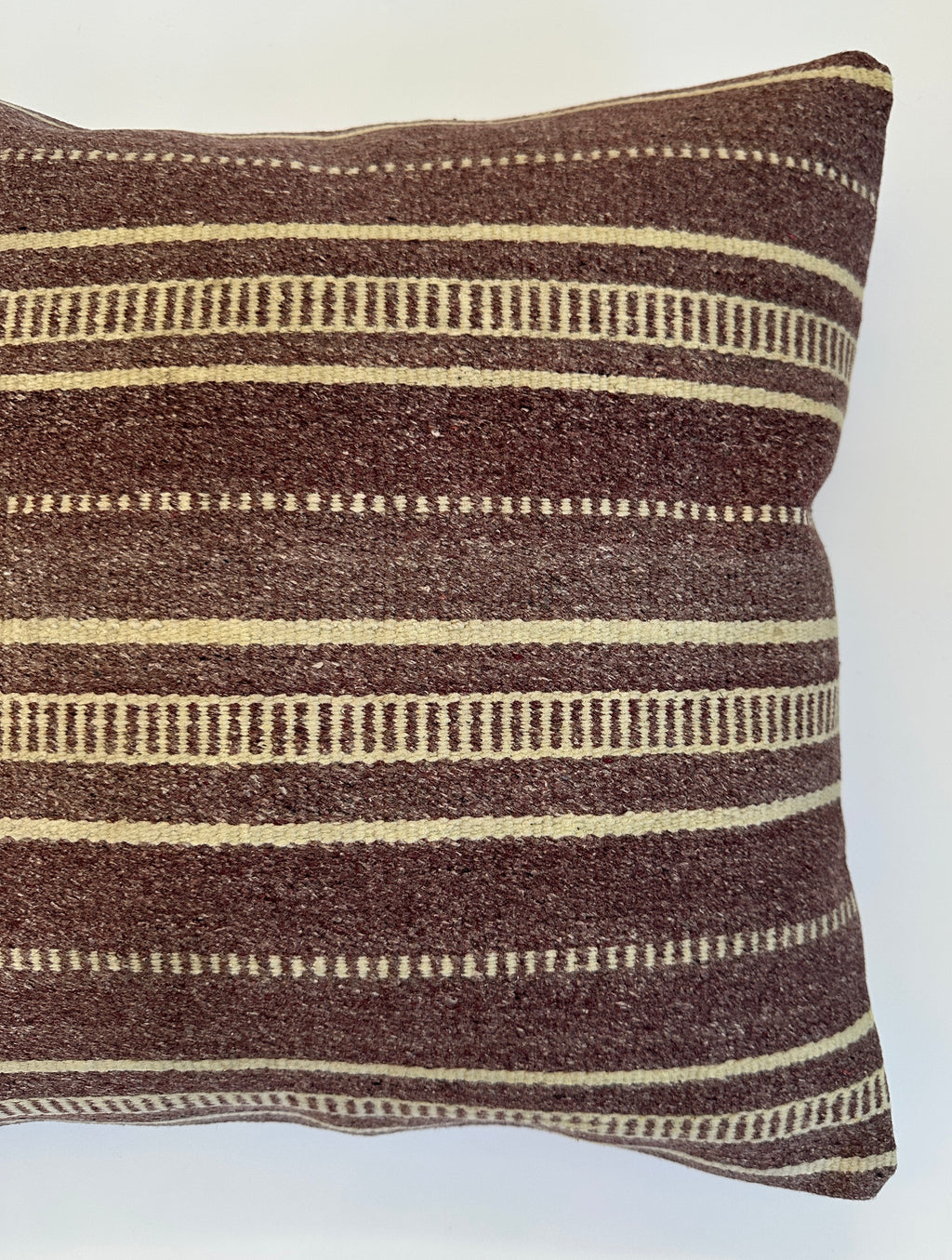Handmade Striped Brown Turkish Cushion Cover 16''x16'' / 42x41 CM