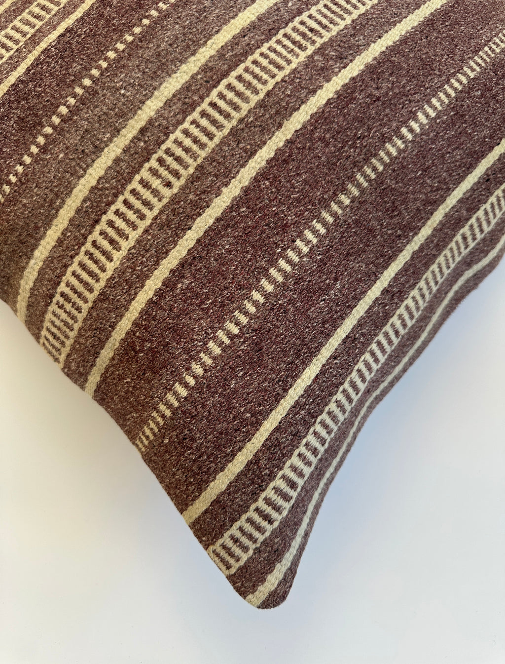 Handmade Striped Brown Turkish Cushion Cover 16''x16'' / 42x41 CM