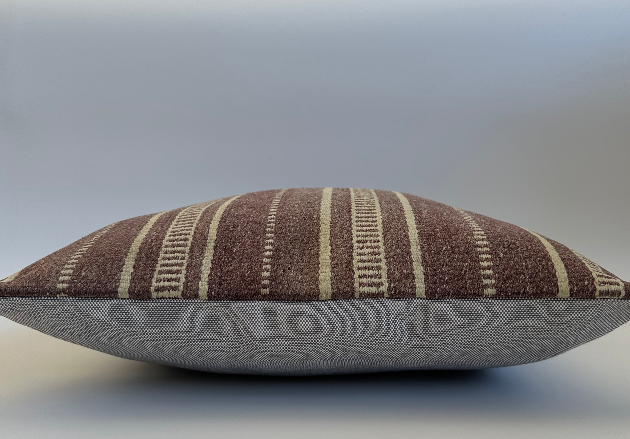 Handmade Striped Brown Turkish Cushion Cover 16''x16'' / 42x41 CM