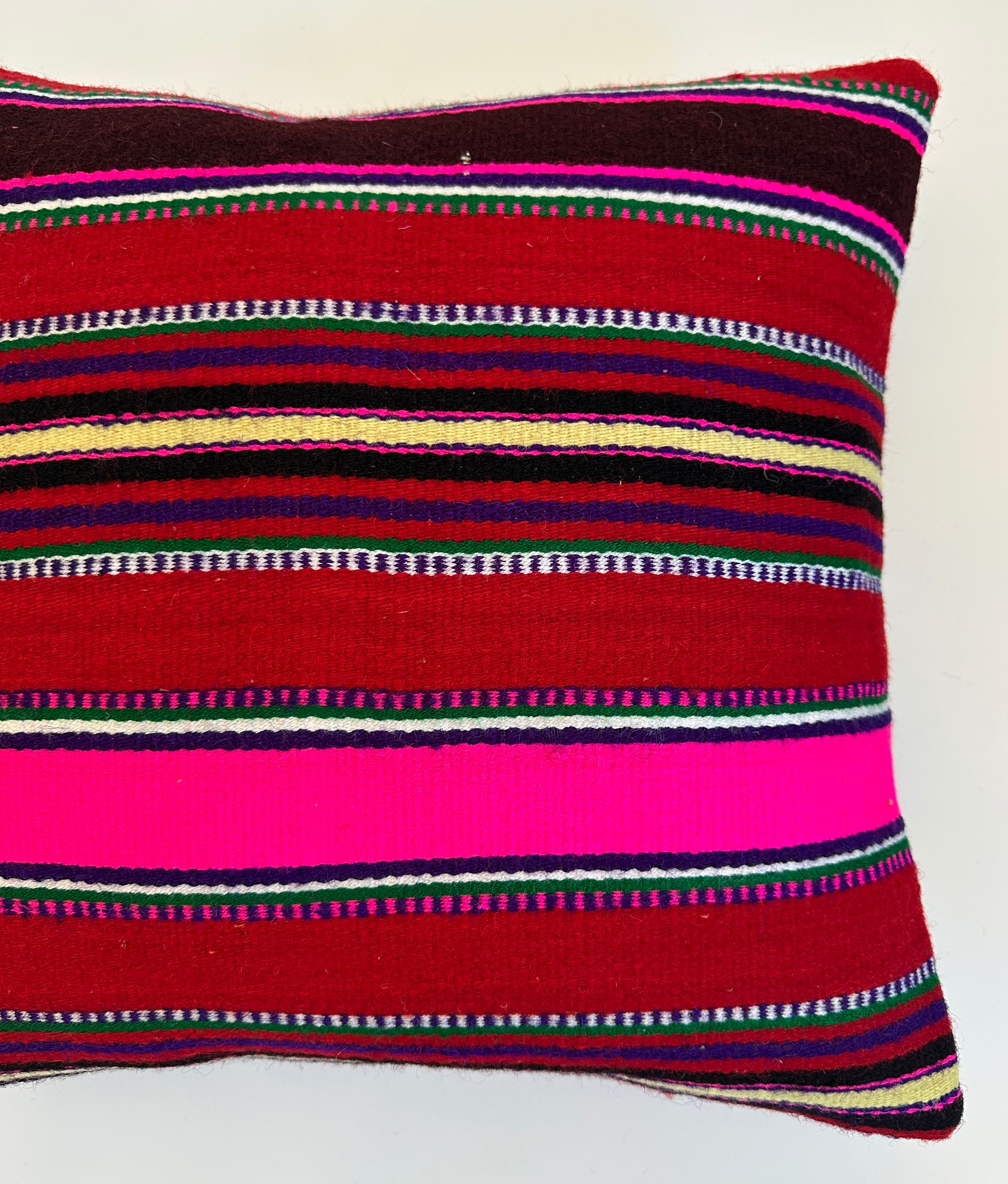 Striped Red Turkish Cushion Cover 16''x16'' / 40X40 CM