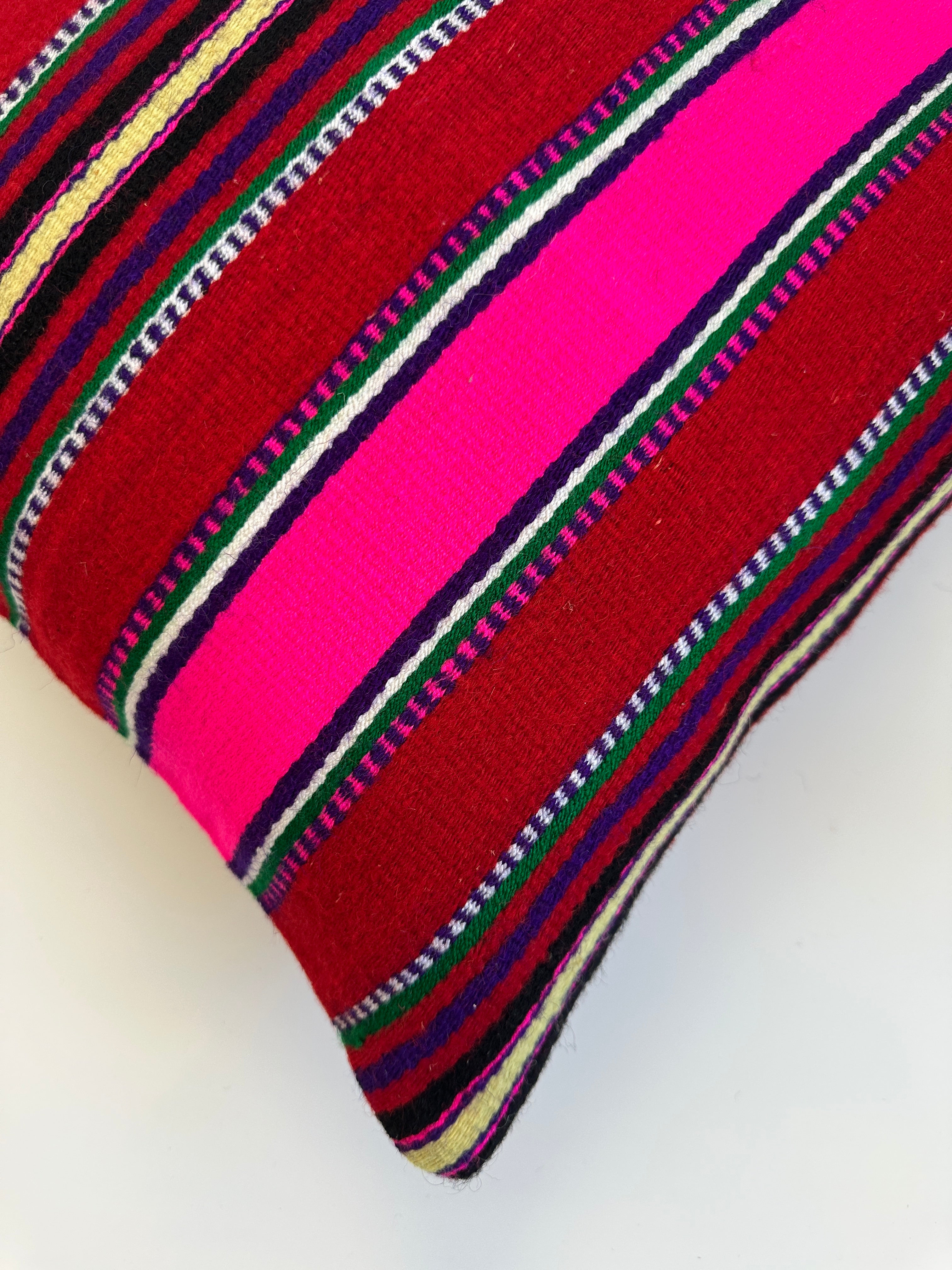 Striped Red Turkish Cushion Cover 16''x16'' / 40X40 CM