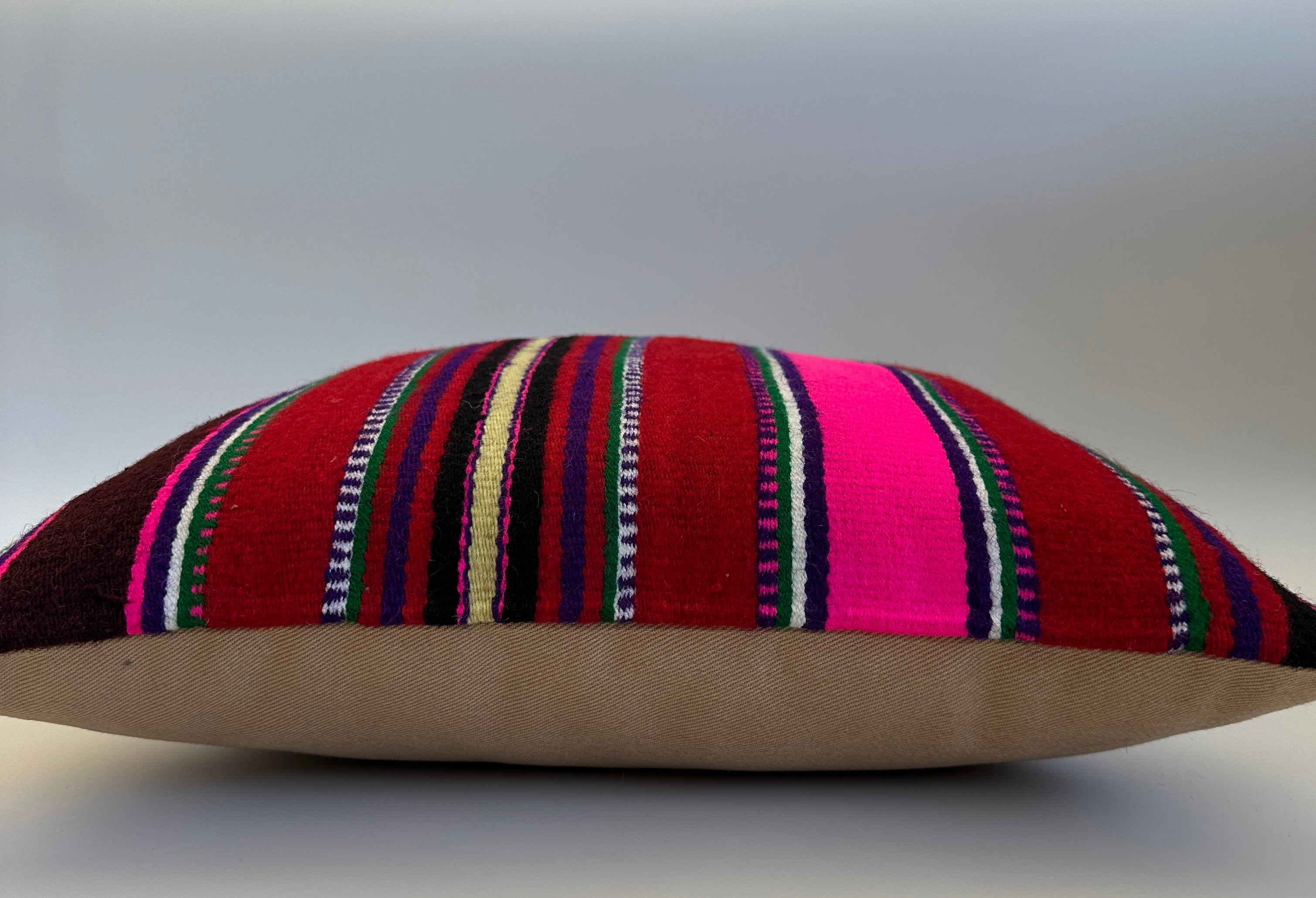 Striped Red Turkish Cushion Cover 16''x16'' / 40X40 CM