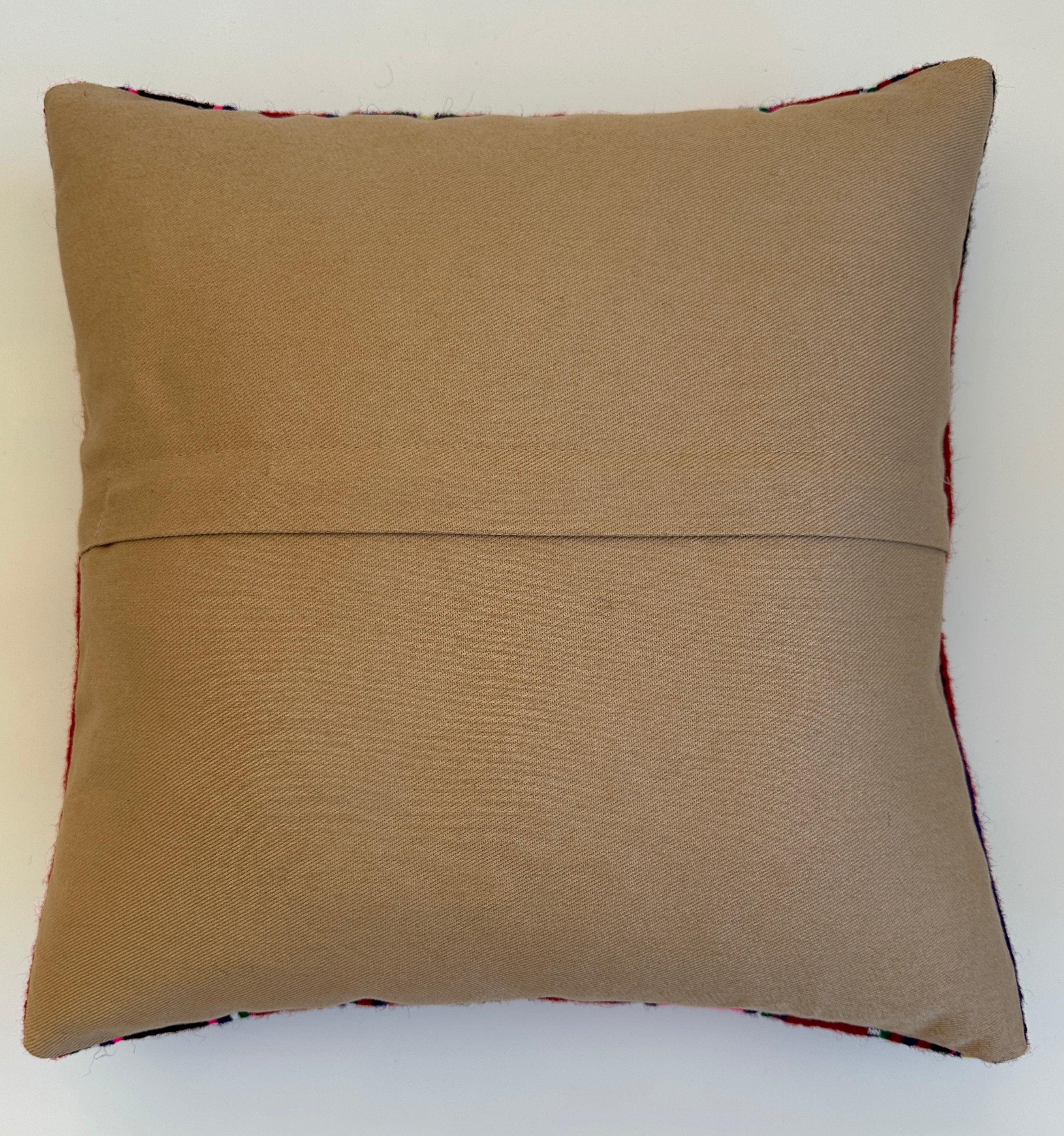 Striped Red Turkish Cushion Cover 16''x16'' / 40X40 CM