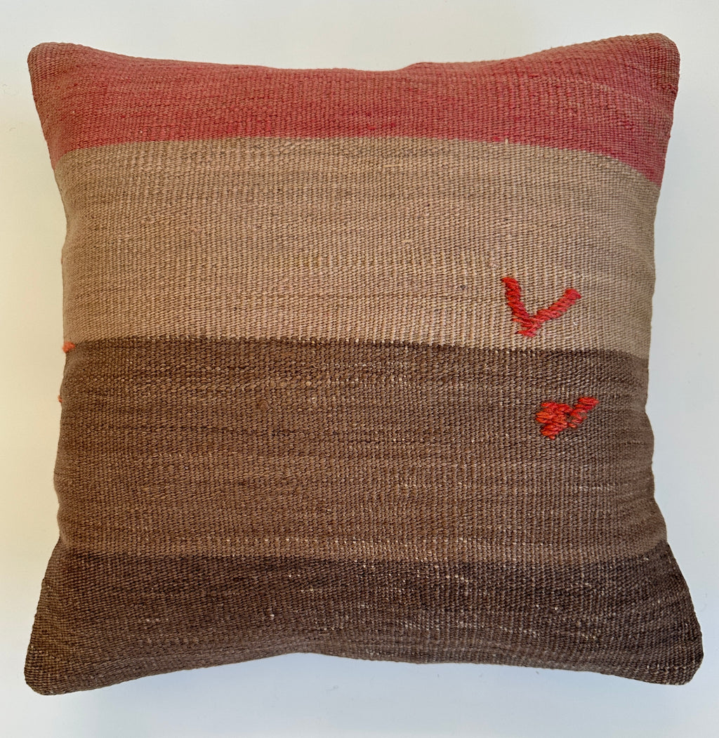 Handmade Striped Multicolour Turkish Cushion Cover 16''x16'' / 41x41 CM