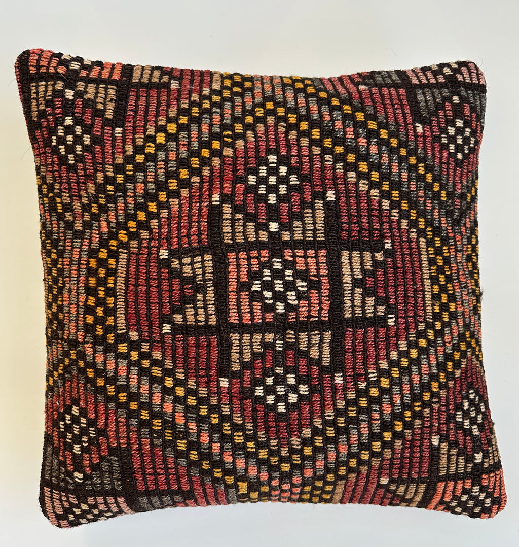 Handmade Multicoloured Turkish Cushion Cover 16''x16'' / 41X41 CM
