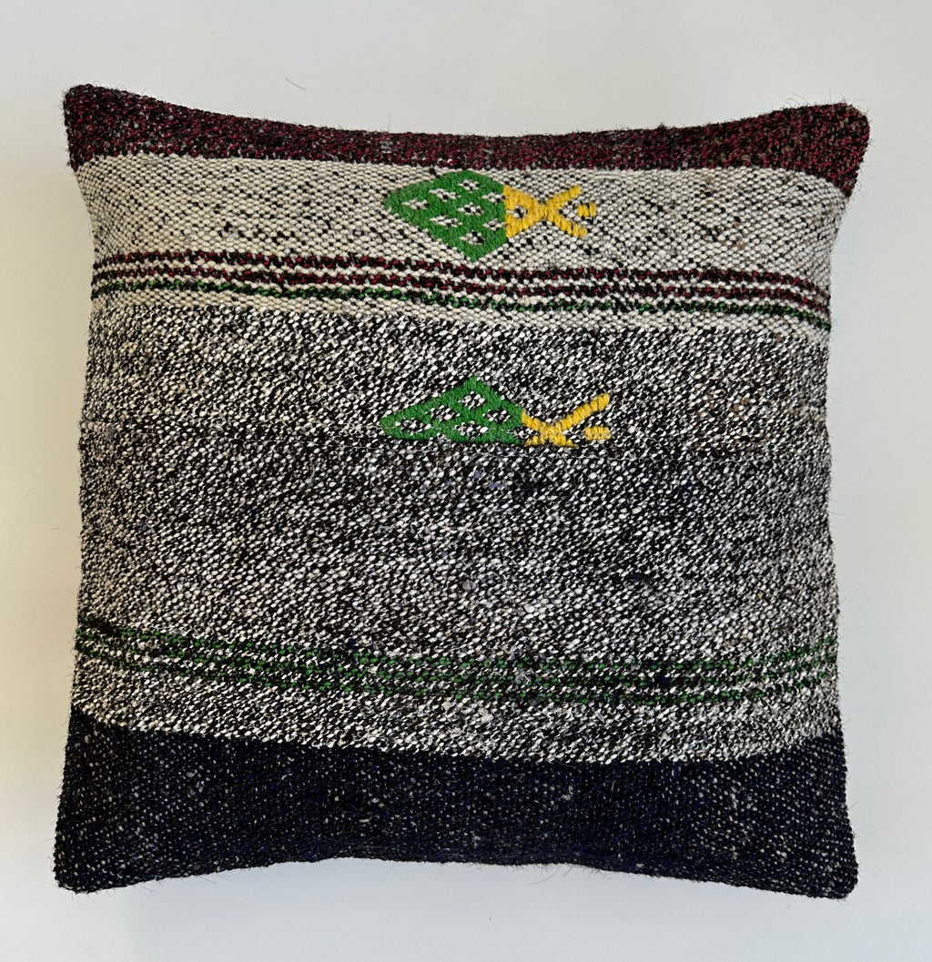Faded Charcoal Turkish Cushion Cover 16''x16'' / 43x42 CM