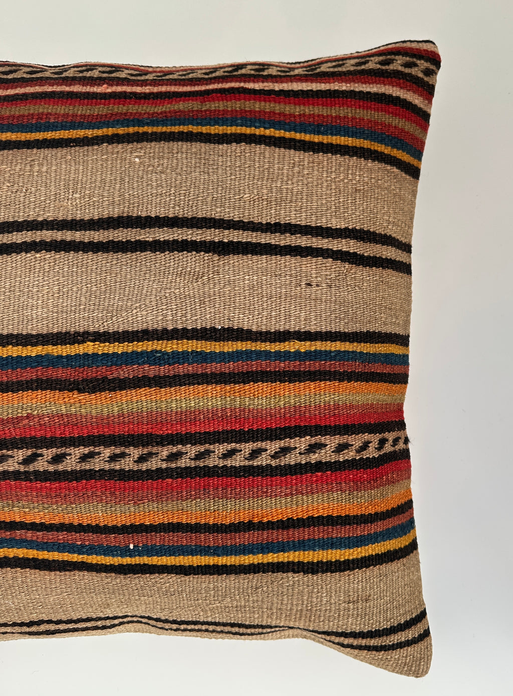 Handmade Striped Multicolour Turkish Rug Cushion Cover 18''x18'' / 45x45 CM