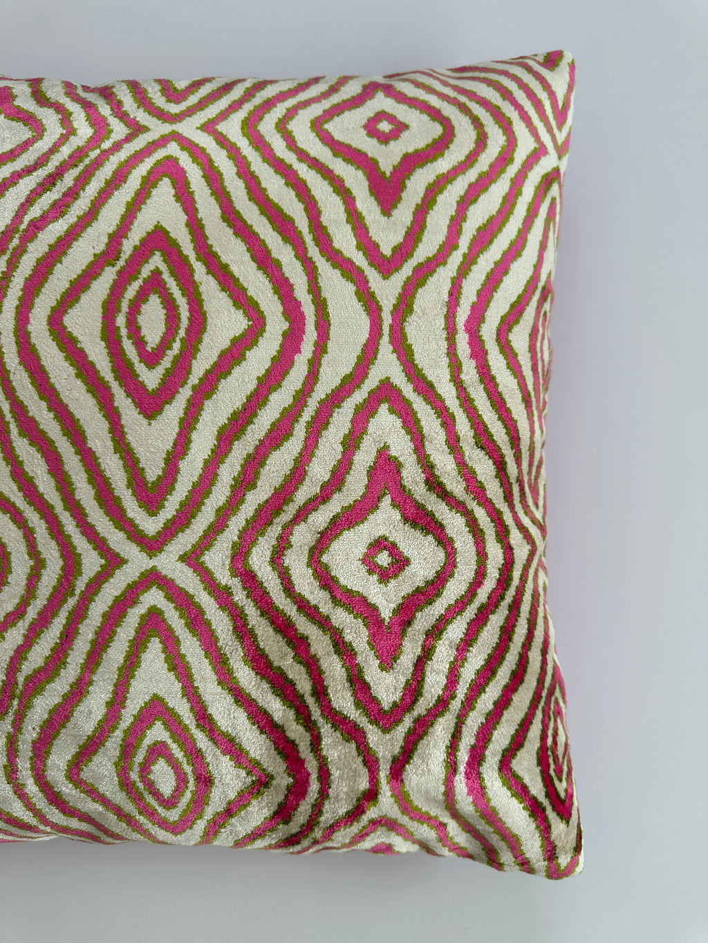 Pink Ikat Silk Velvet Cushion Cover 20''x20'' / 50x50 CM