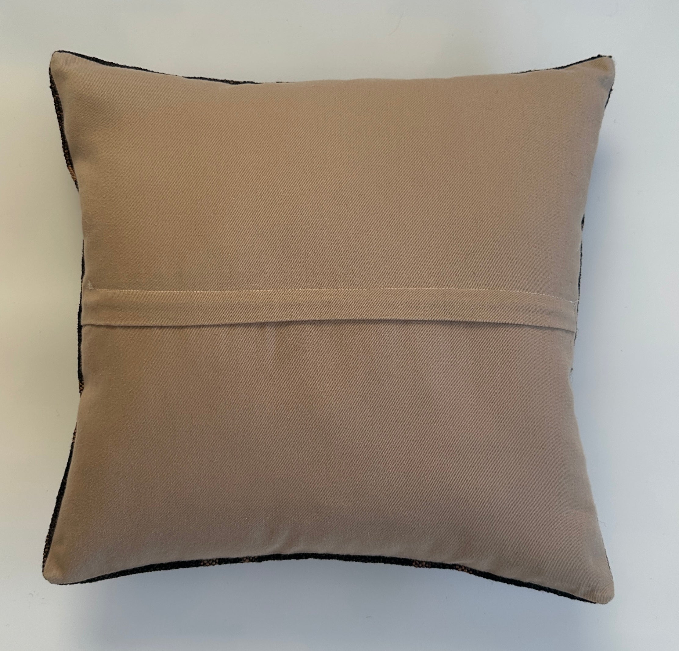 Handmade Dark Natural Wool Check Cushion Cover 16''x16'' / 40x38 CM