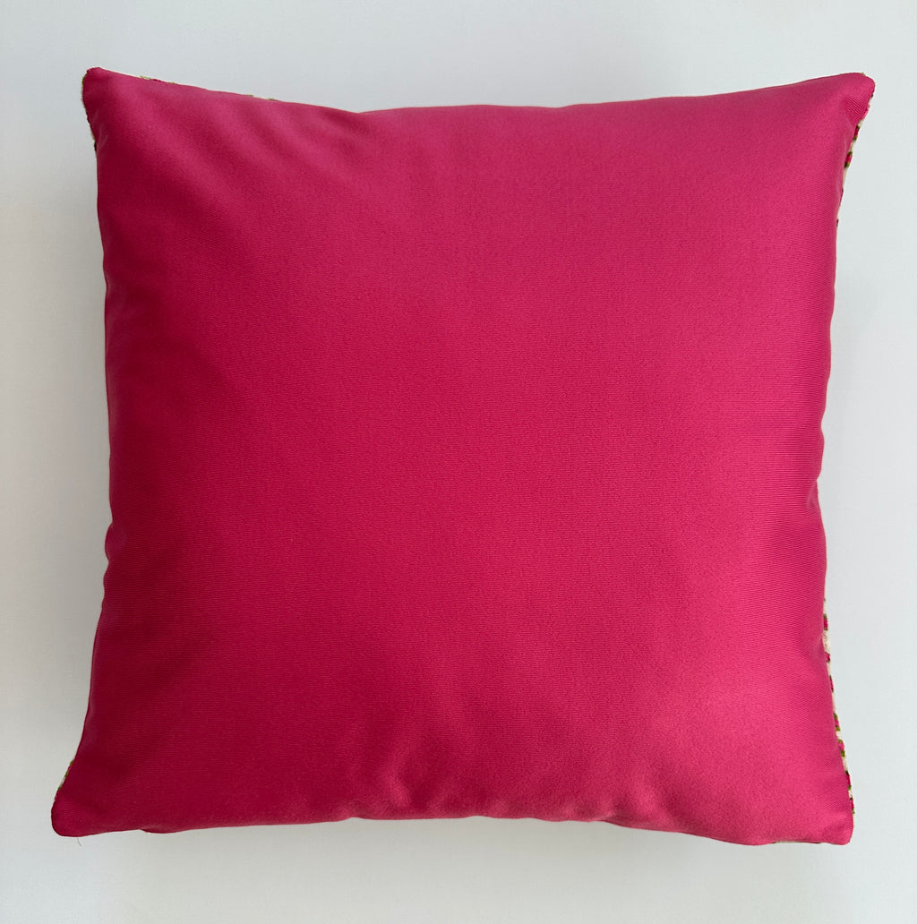 Pink Ikat Silk Velvet Cushion Cover 20''x20'' / 50x50 CM