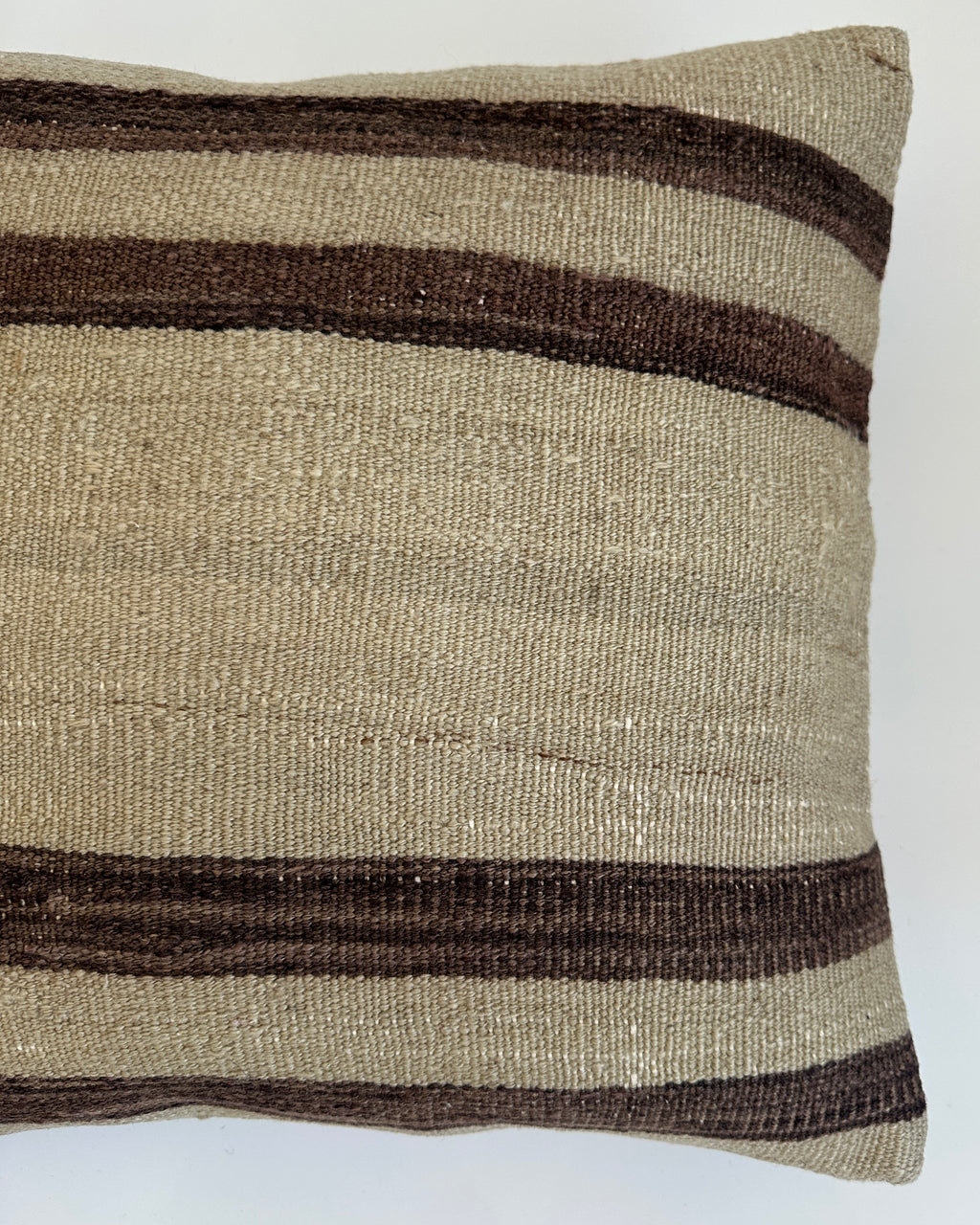 Handmade Striped Textured Cream Turkish Cushion Cover 16''x16'' / 41x41 CM