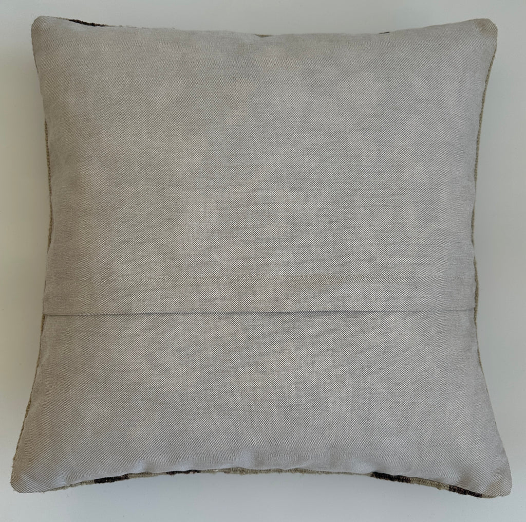 Handmade Striped Textured Cream Turkish Cushion Cover 16''x16'' / 41x41 CM