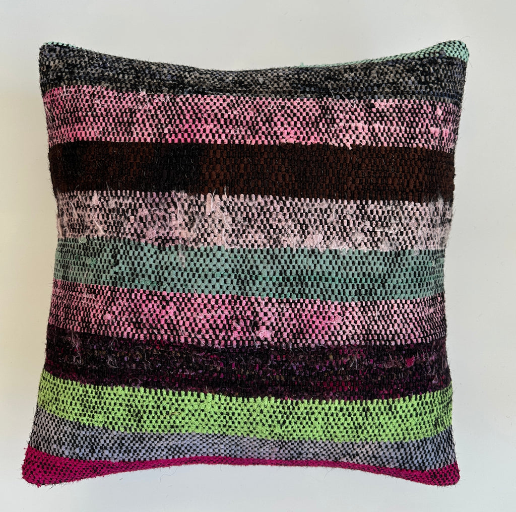 Handmade Multicoloured Turkish Cushion Cover 16''x16'' / 41x40 CM