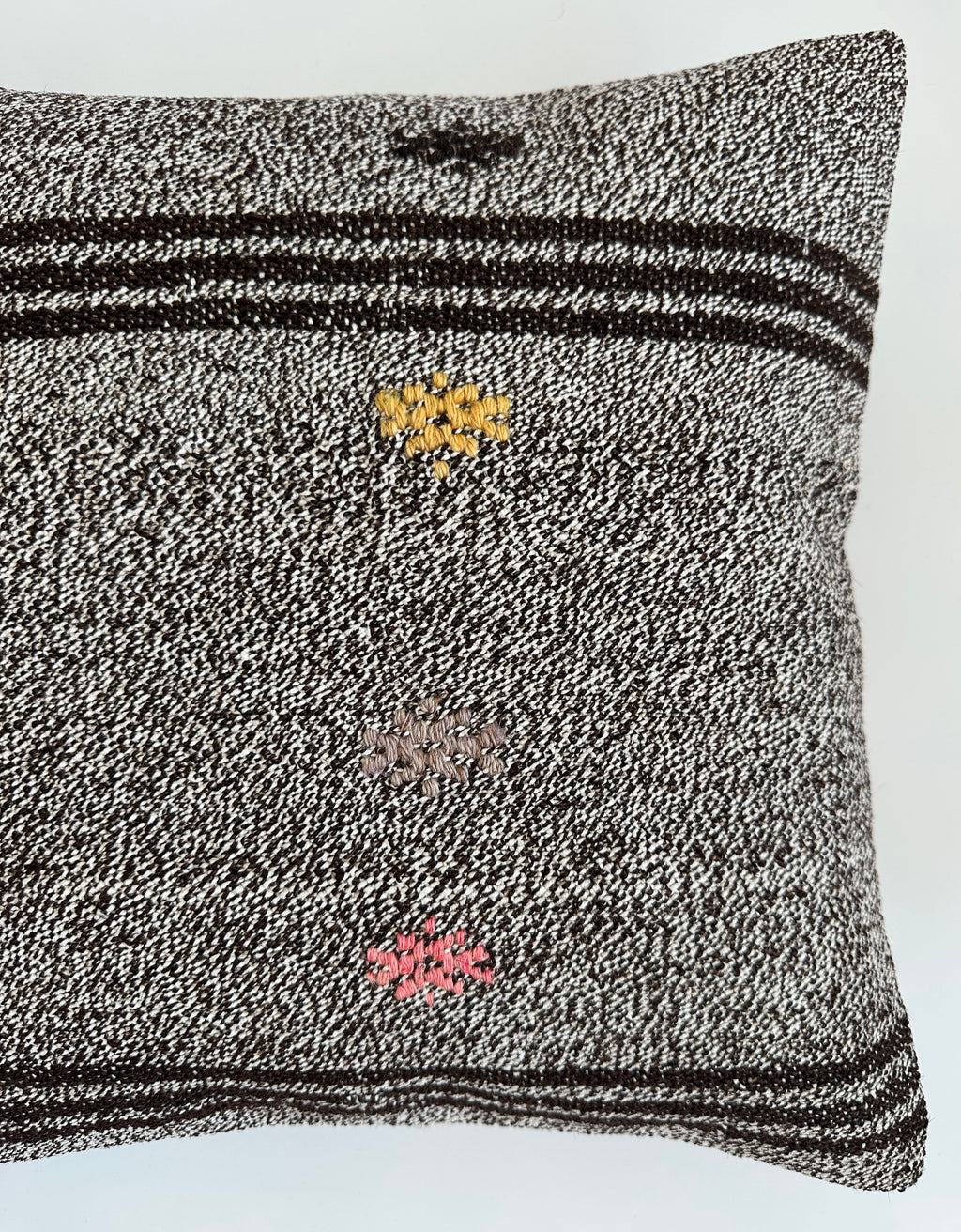 Dark Grey Handmade Turkish Cushion Cover 16''x16'' / 40x40 CM