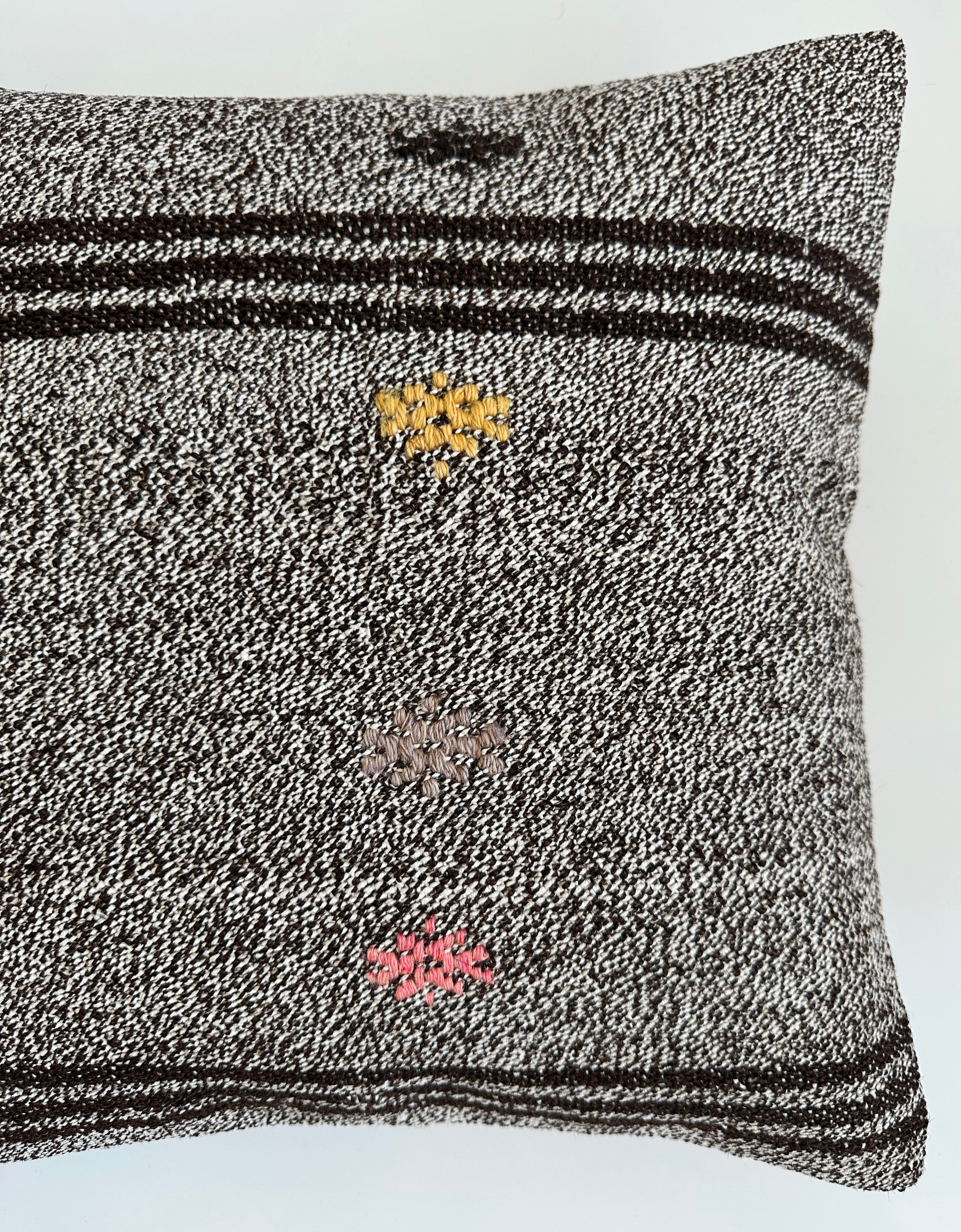 Dark Grey Handmade Turkish Cushion Cover 16''x16'' / 40x40 CM