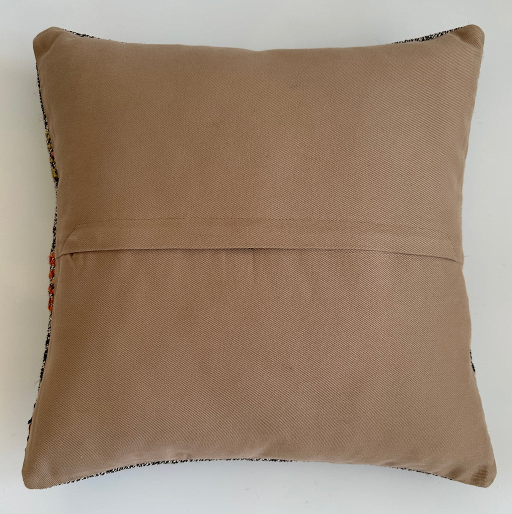 Dark Grey Handmade Turkish Cushion Cover 16''x16'' / 40x40 CM