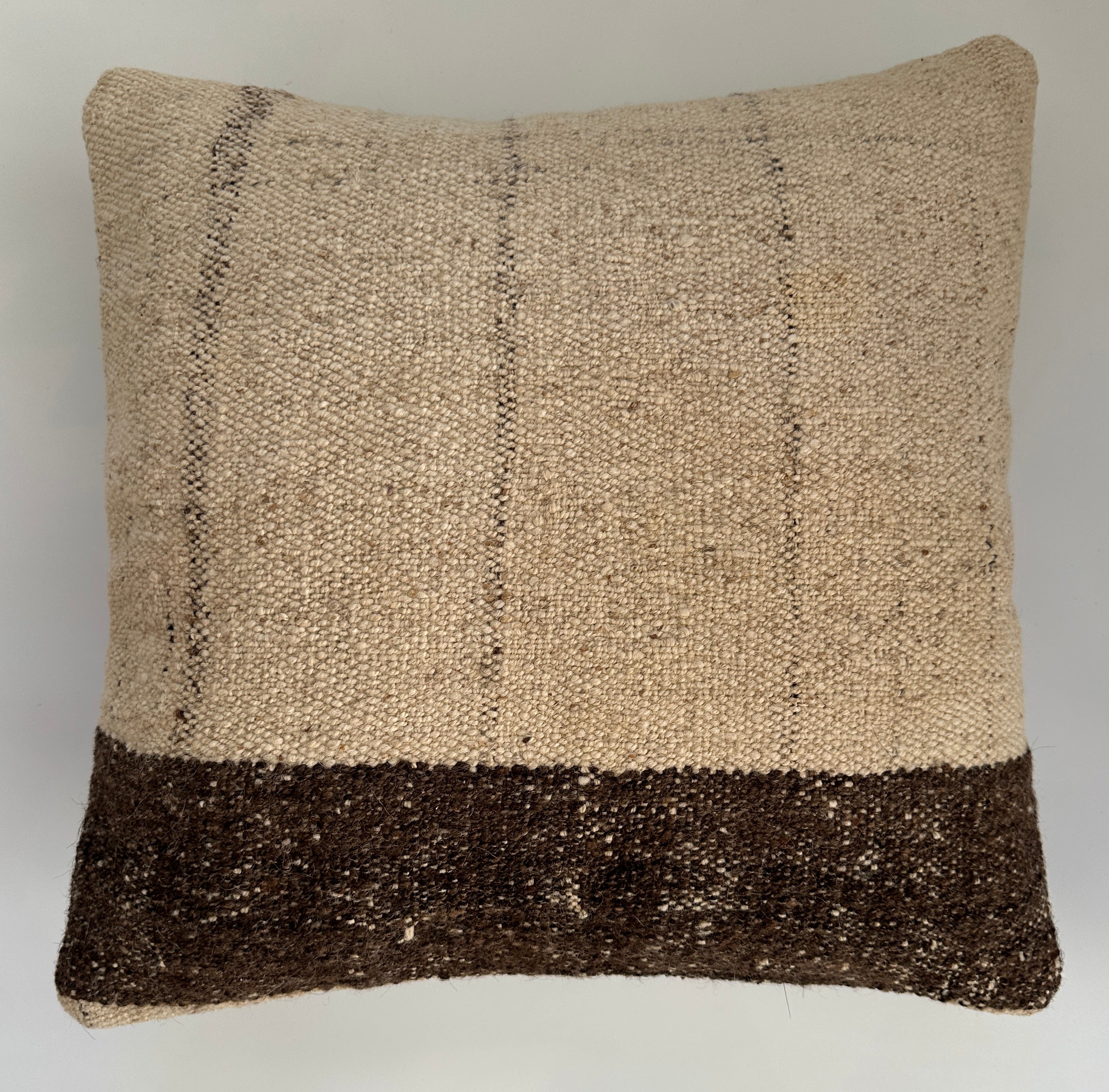 Handmade Striped Textured Grey Turkish Rug Cushion Cover 18''x18'' / 45x43 CM