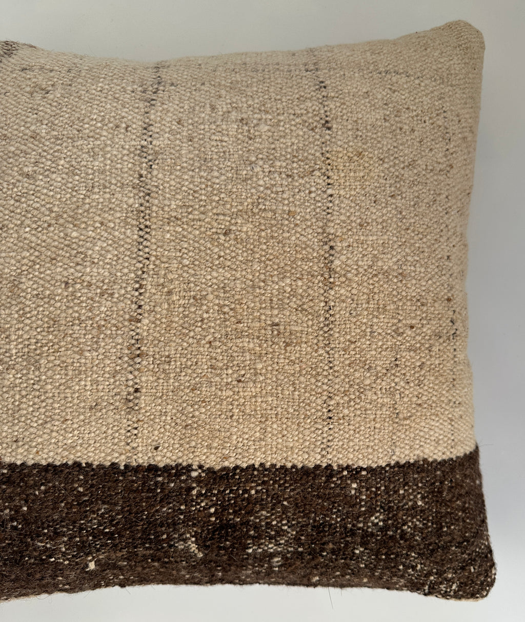 Handmade Striped Textured Grey Turkish Rug Cushion Cover 18''x18'' / 45x43 CM