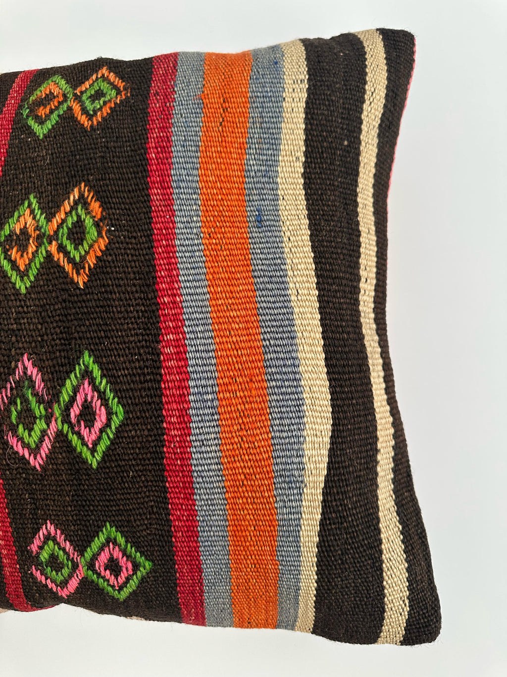 Multicoloured Handmade Turkish Rug Cushion Cover 16''x16'' / 40x40 CM