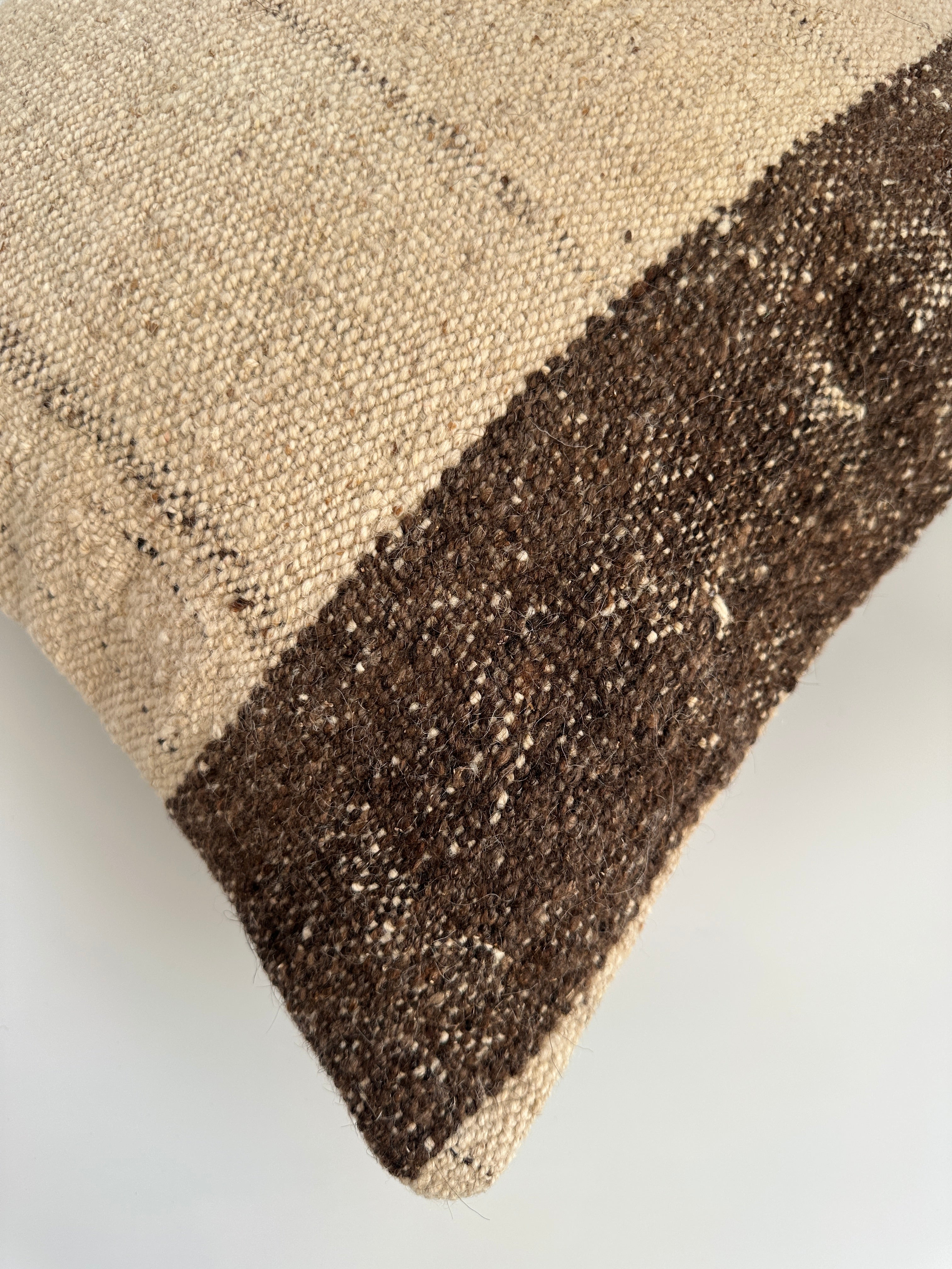 Handmade Striped Textured Grey Turkish Rug Cushion Cover 18''x18'' / 45x43 CM