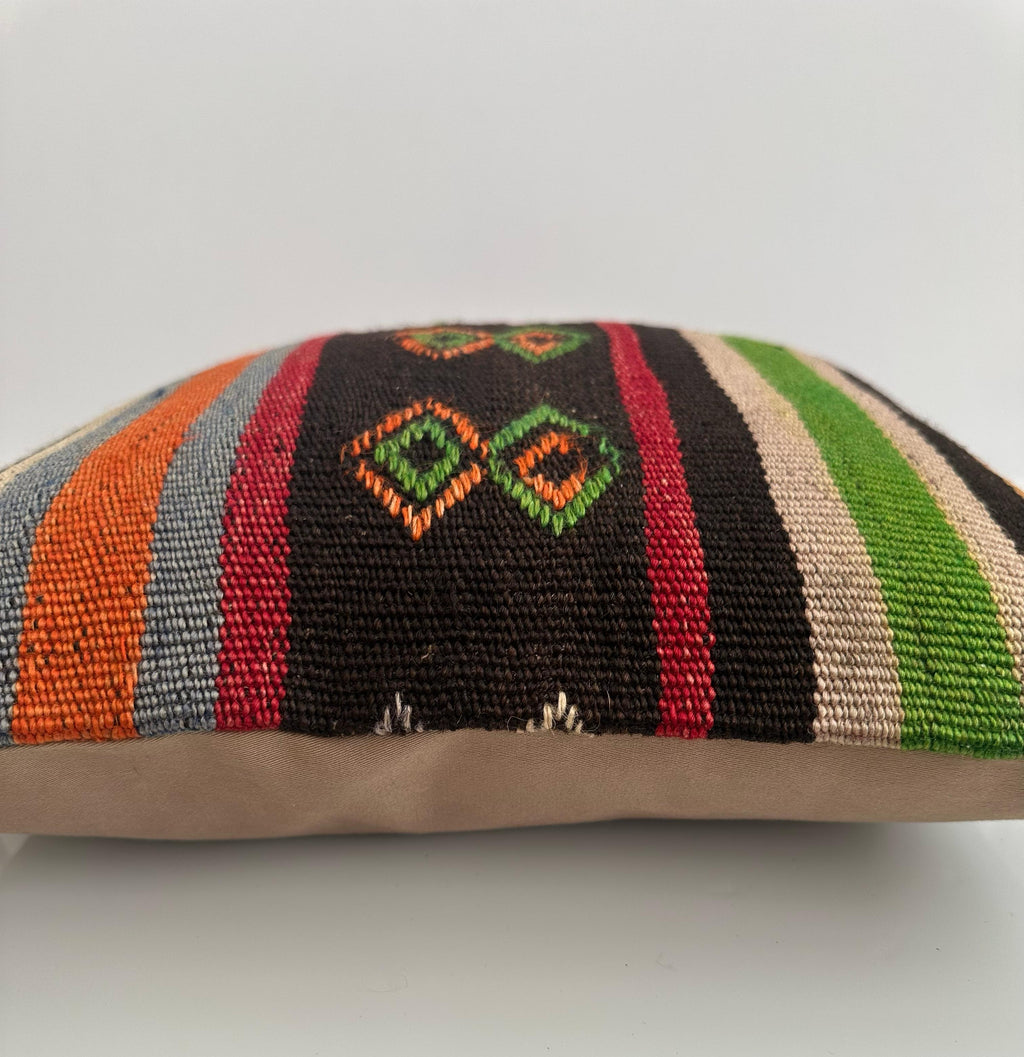 Multicoloured Handmade Turkish Rug Cushion Cover 16''x16'' / 40x40 CM