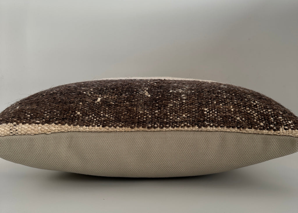 Handmade Striped Textured Grey Turkish Rug Cushion Cover 18''x18'' / 45x43 CM