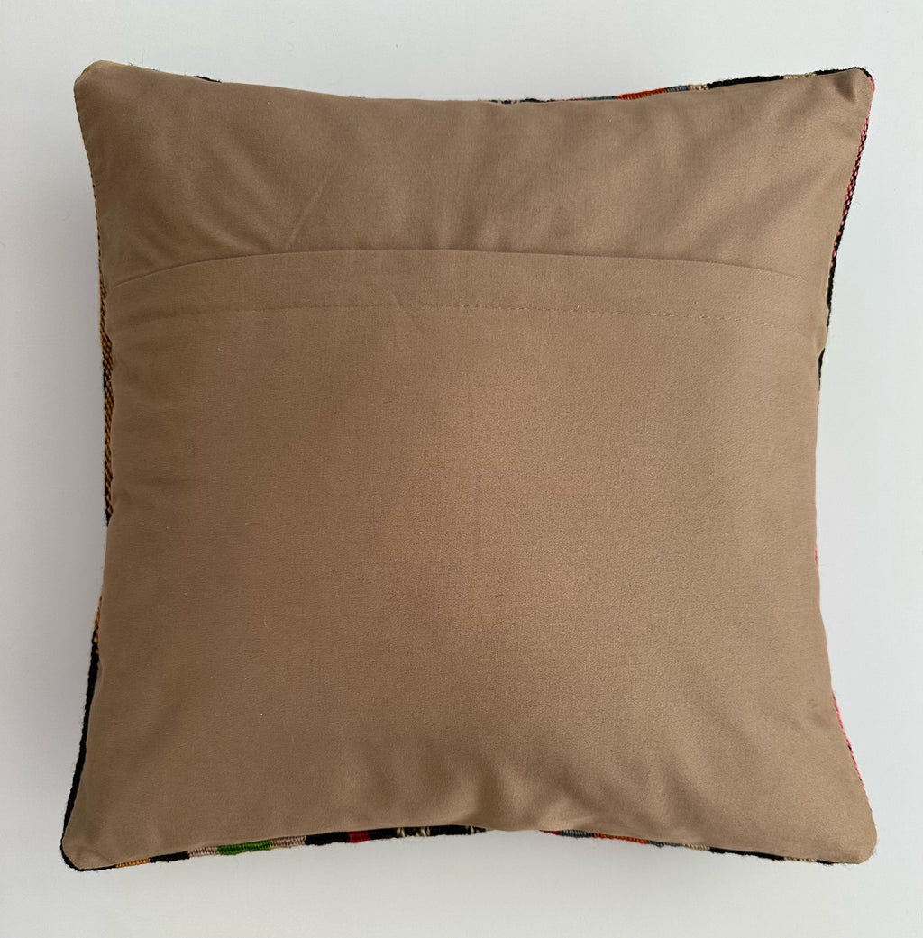 Multicoloured Handmade Turkish Rug Cushion Cover 16''x16'' / 40x40 CM