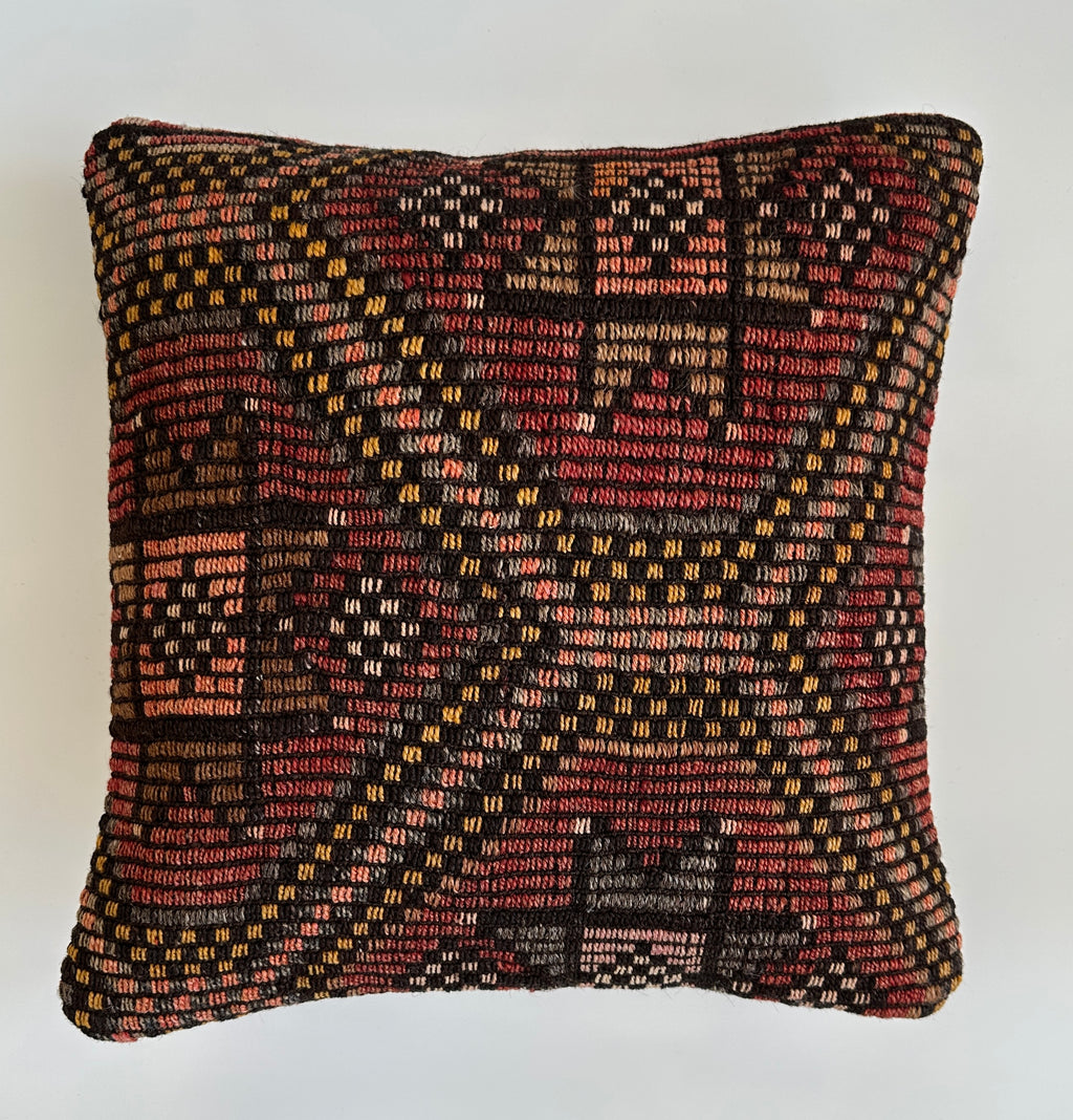 Handmade Multicoloured Turkish Cushion Cover 16''x16'' / 41X40 CM
