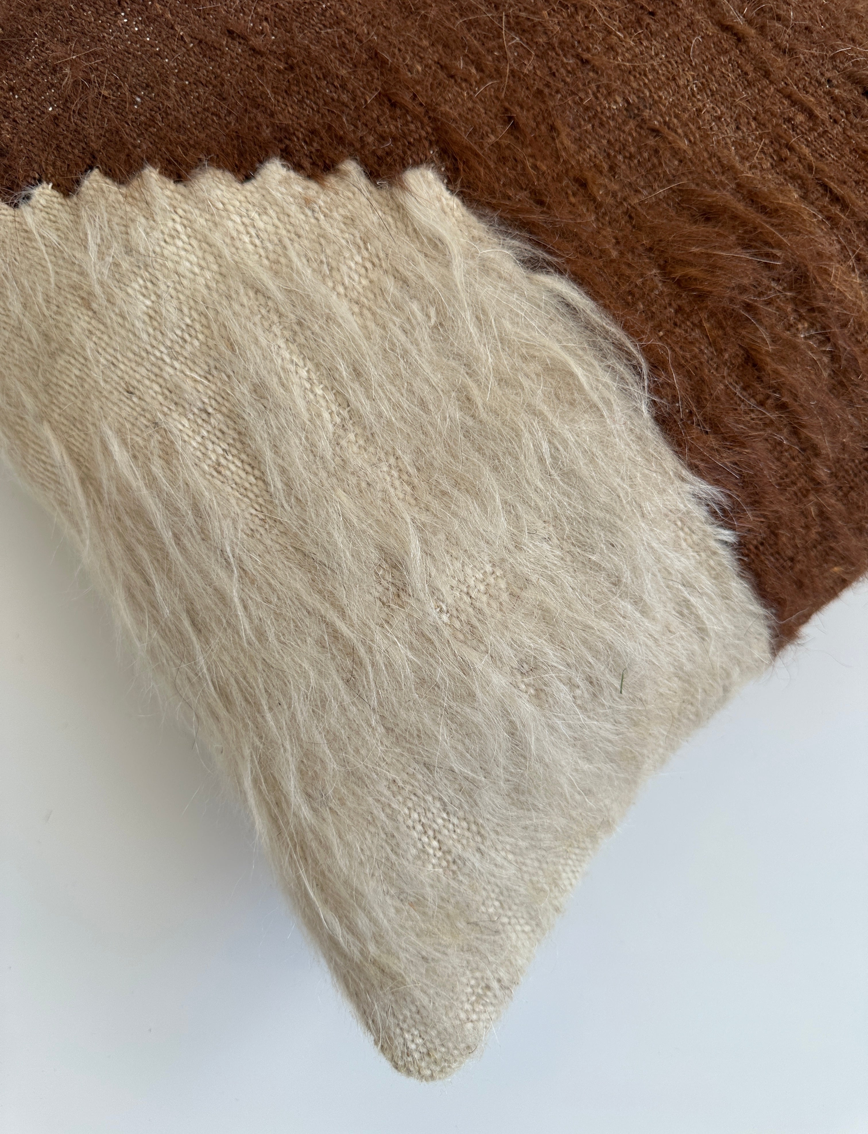 Handmade Wool Brown White Turkish Cushion Cover16''x16'' / 41x38 CM