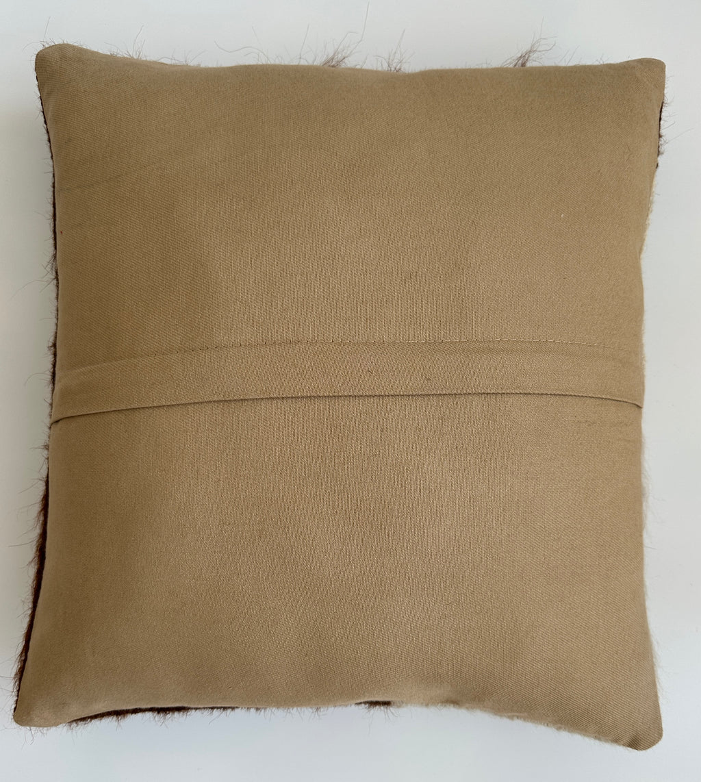 Handmade Wool Brown White Turkish Cushion Cover16''x16'' / 41x38 CM
