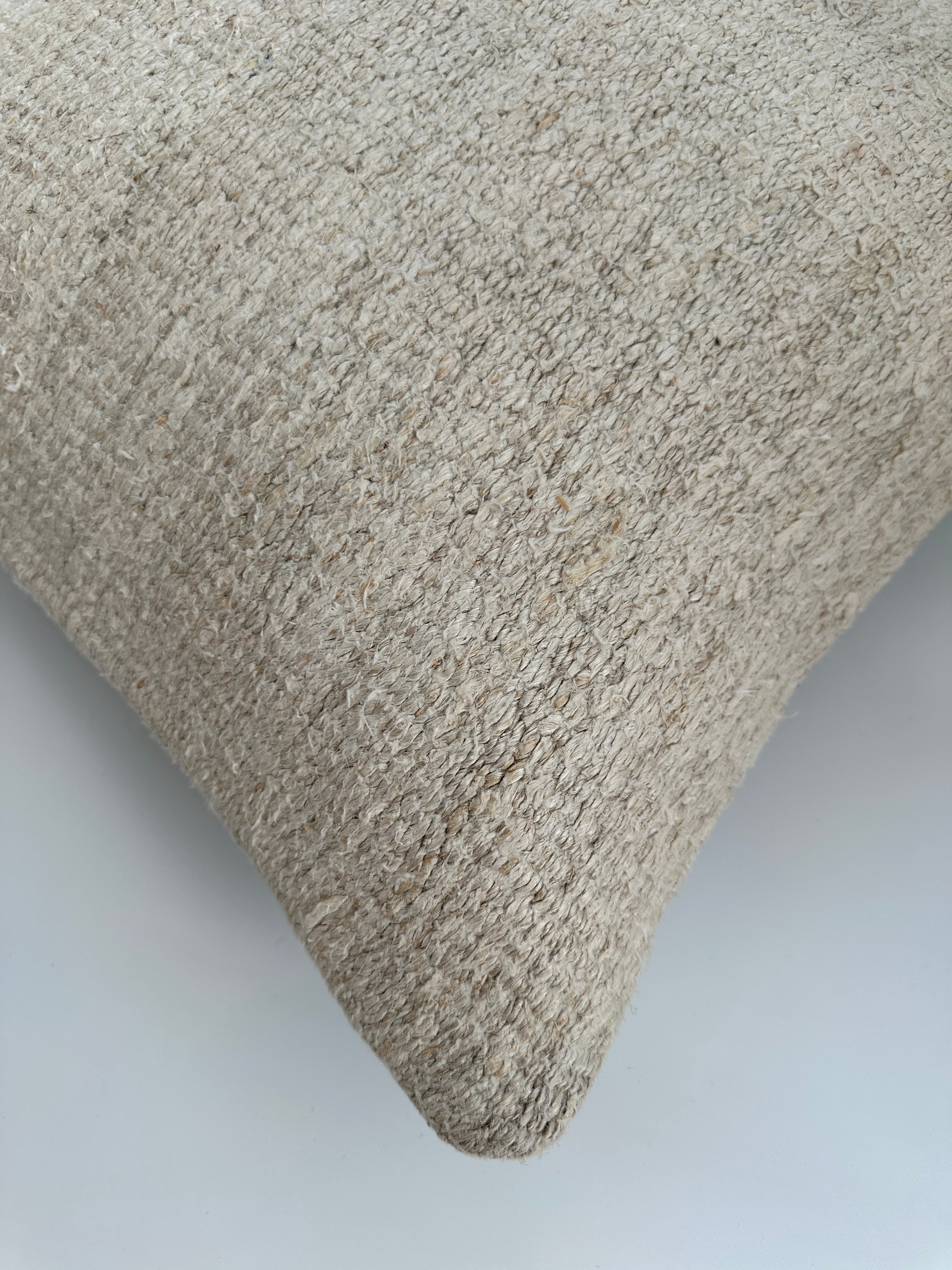 Handmade Textured Cream Turkish Cushion Cover 16''x16'' / 41x40 CM