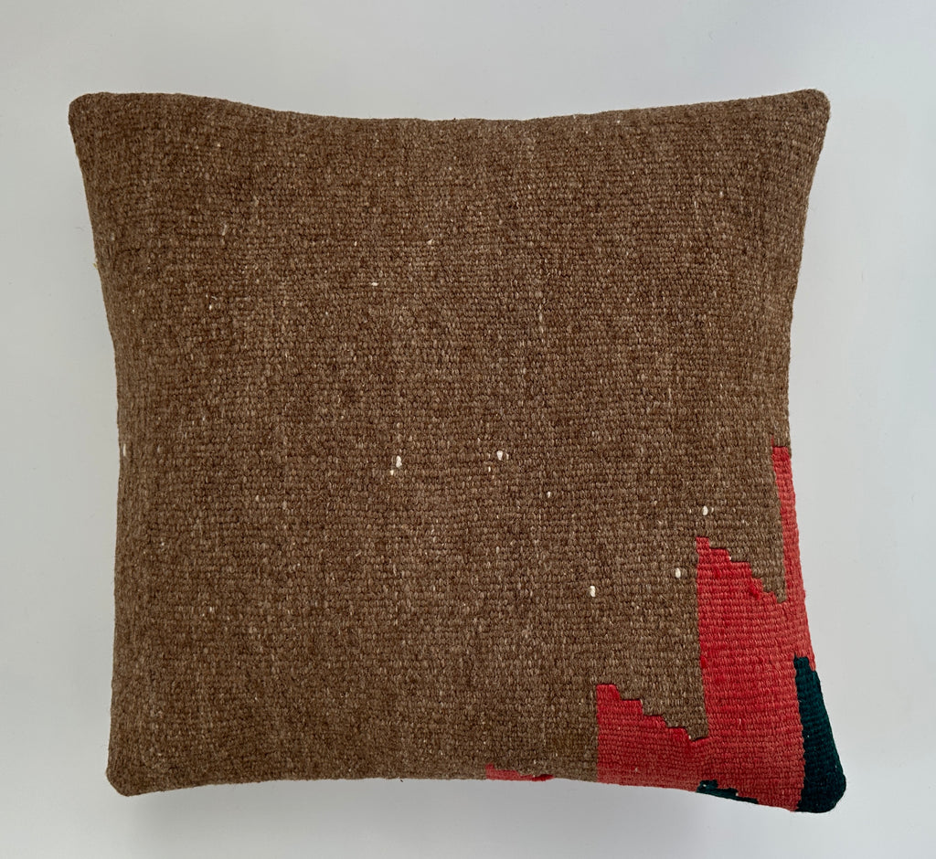 Handmade Brown Turkish Cushion Cover 16''x16'' / 41x40 CM