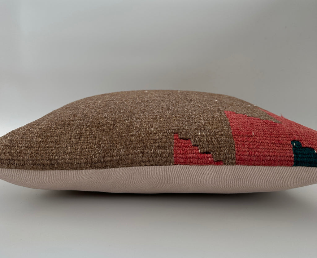 Handmade Brown Turkish Cushion Cover 16''x16'' / 41x40 CM