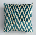 Turquoise Flame Silk Velvet Cushion Cover 16''x16'' / 40x40 CM
