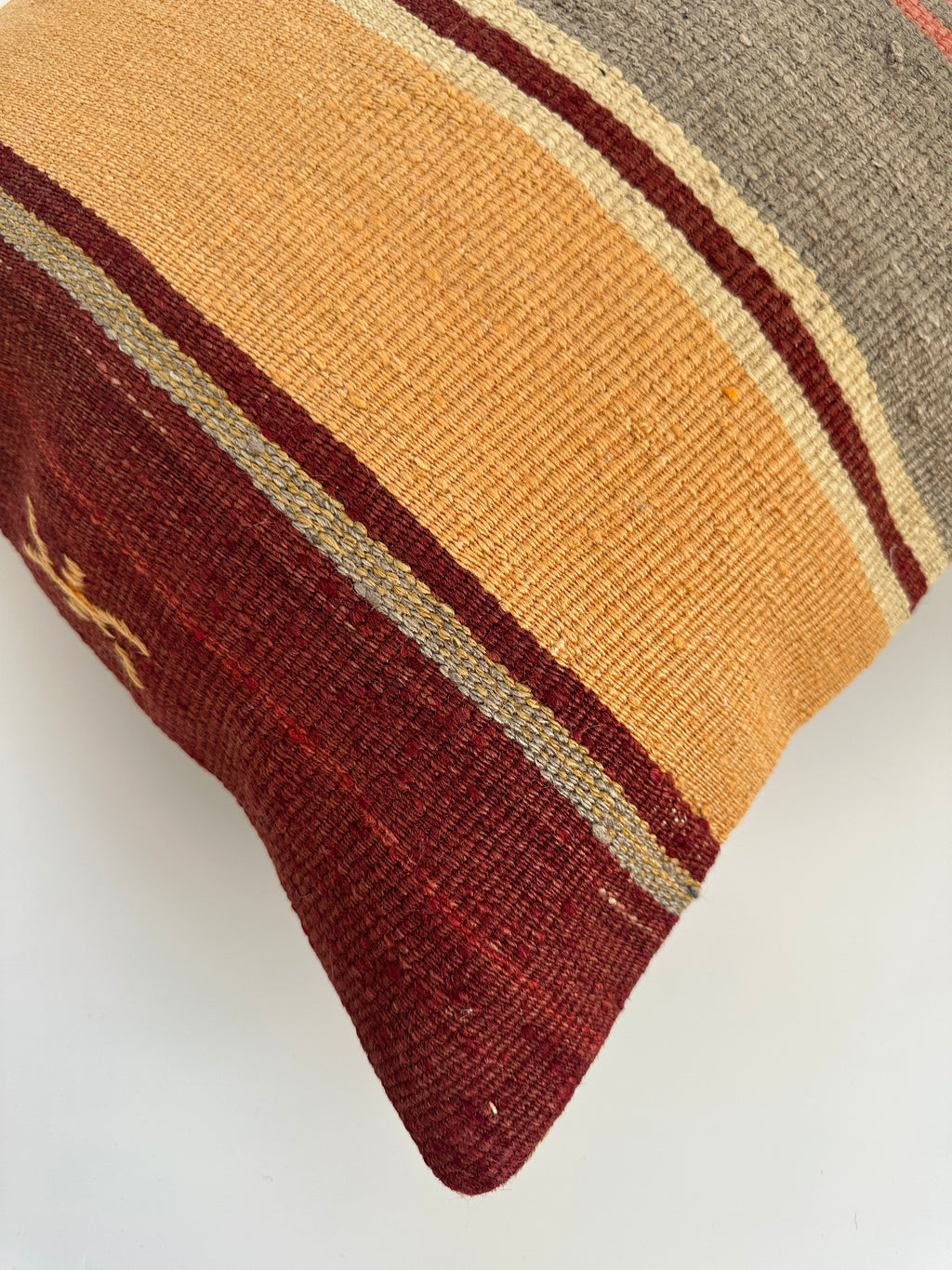 Handmade Striped Multicolour Turkish Rug Cushion Cover 18''x18'' / 45x45 CM