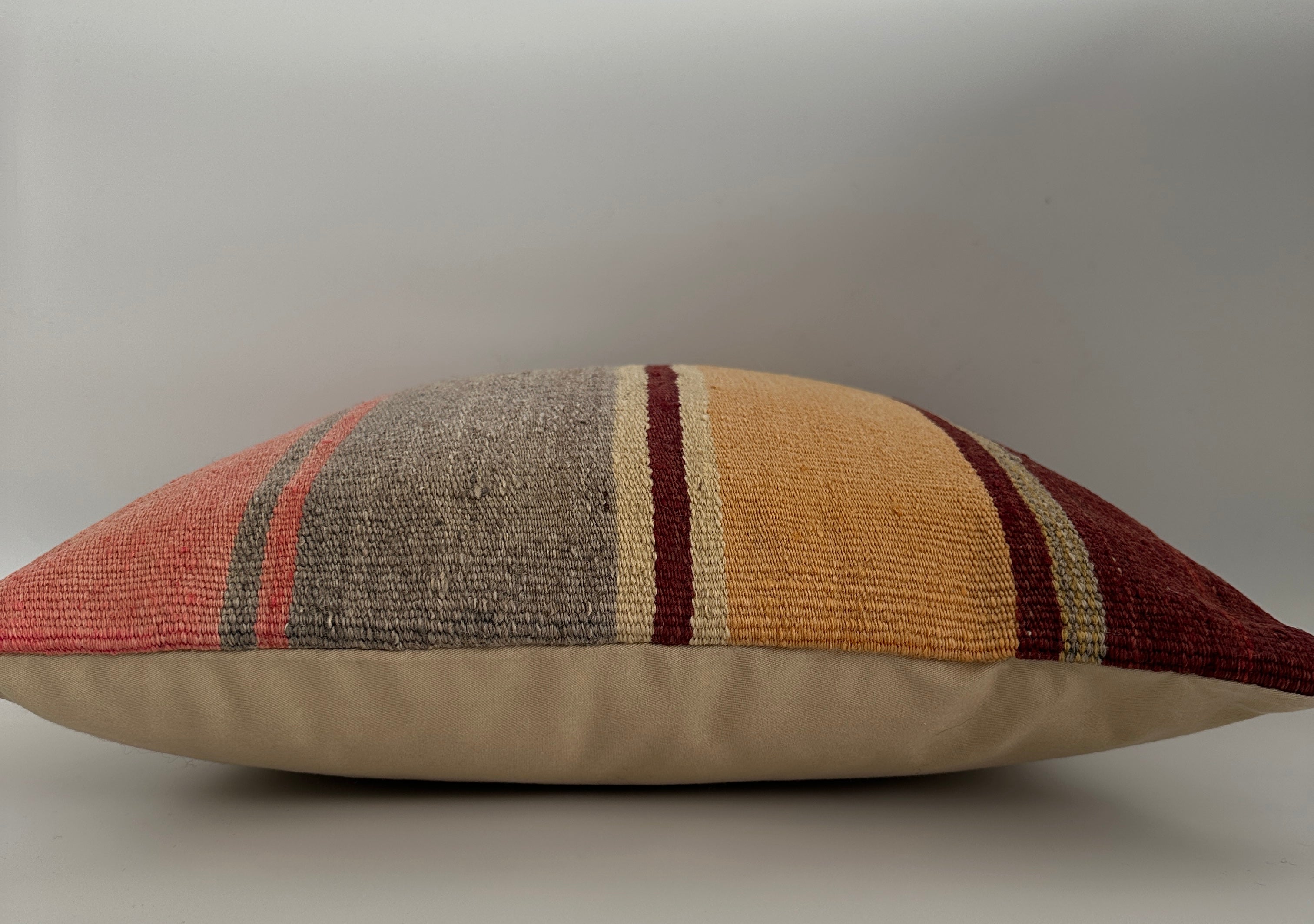 Handmade Striped Multicolour Turkish Rug Cushion Cover 18''x18'' / 45x45 CM