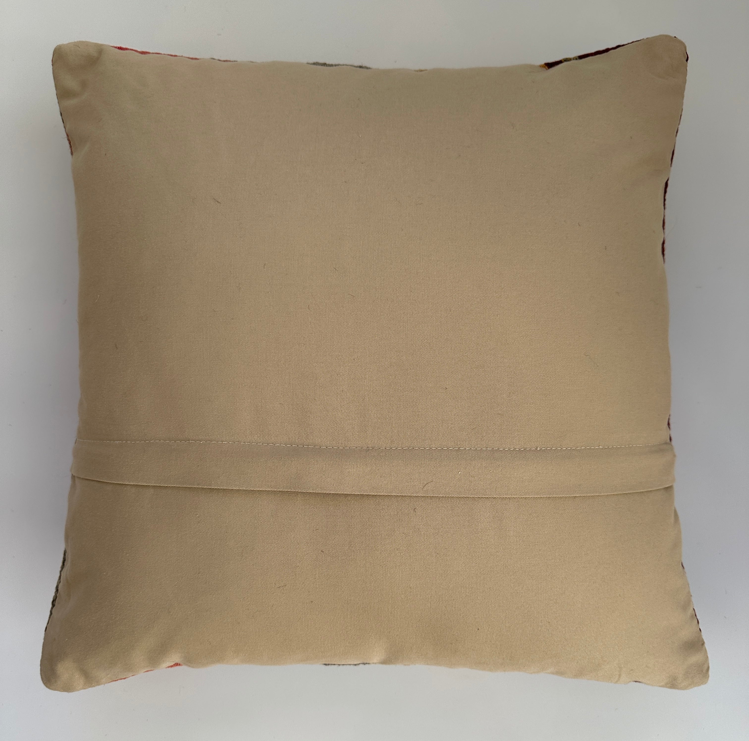 Handmade Striped Multicolour Turkish Rug Cushion Cover 18''x18'' / 45x45 CM