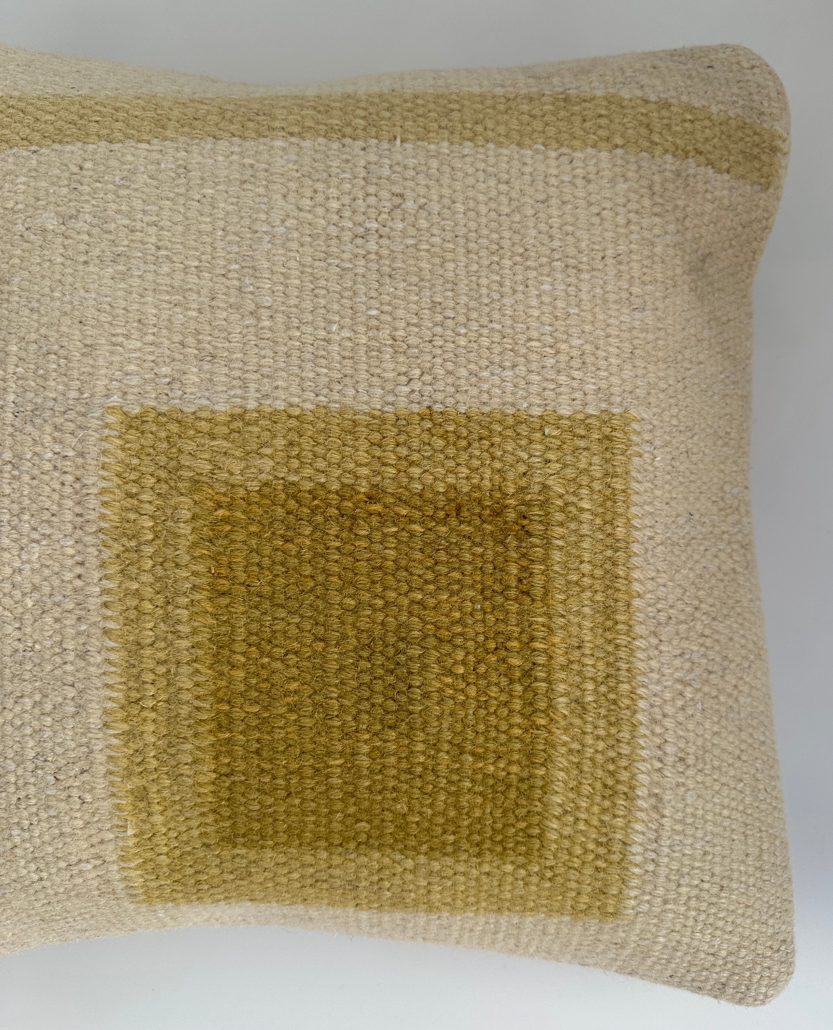 Handmade Textured Cream Turkish Cushion Cover 16''x16'' / 41x40 CM