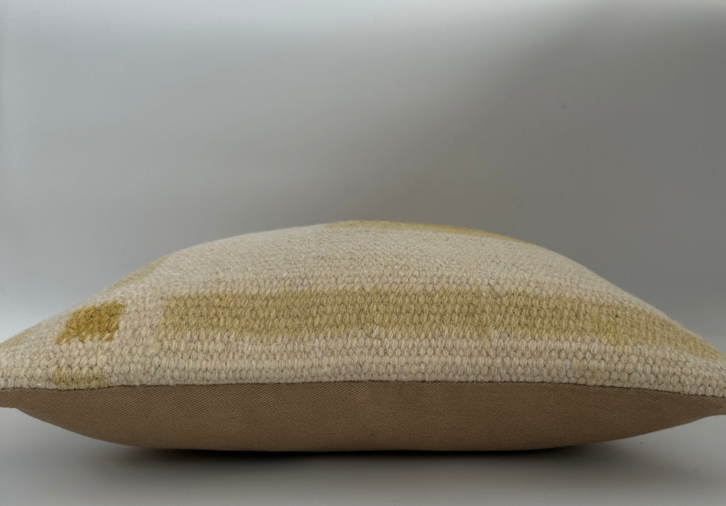 Handmade Textured Cream Turkish Cushion Cover 16''x16'' / 41x40 CM