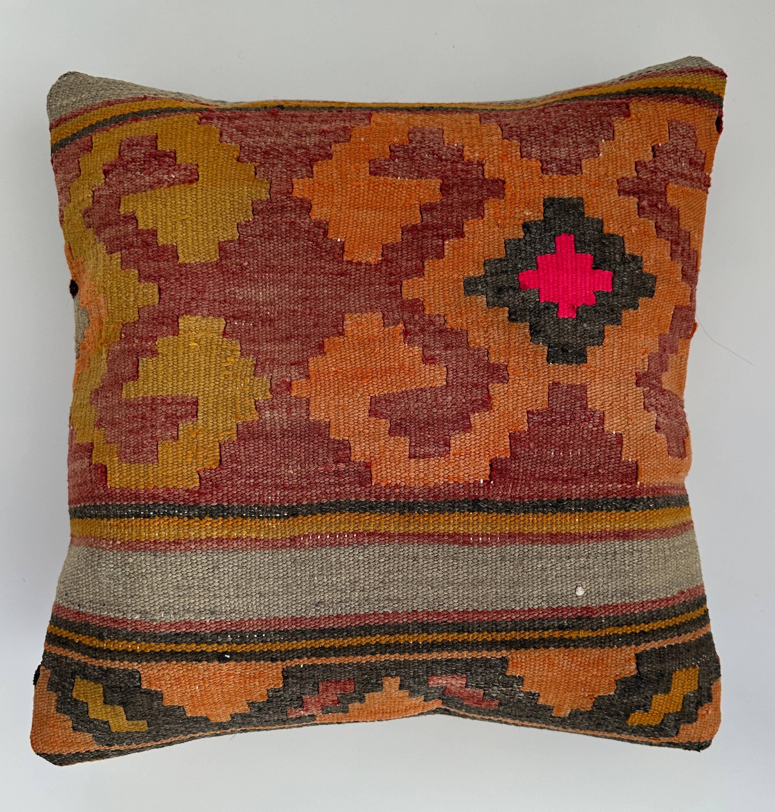 Handmade Multicoloured Turkish Cushion Cover 16''x16'' / 41x41 CM