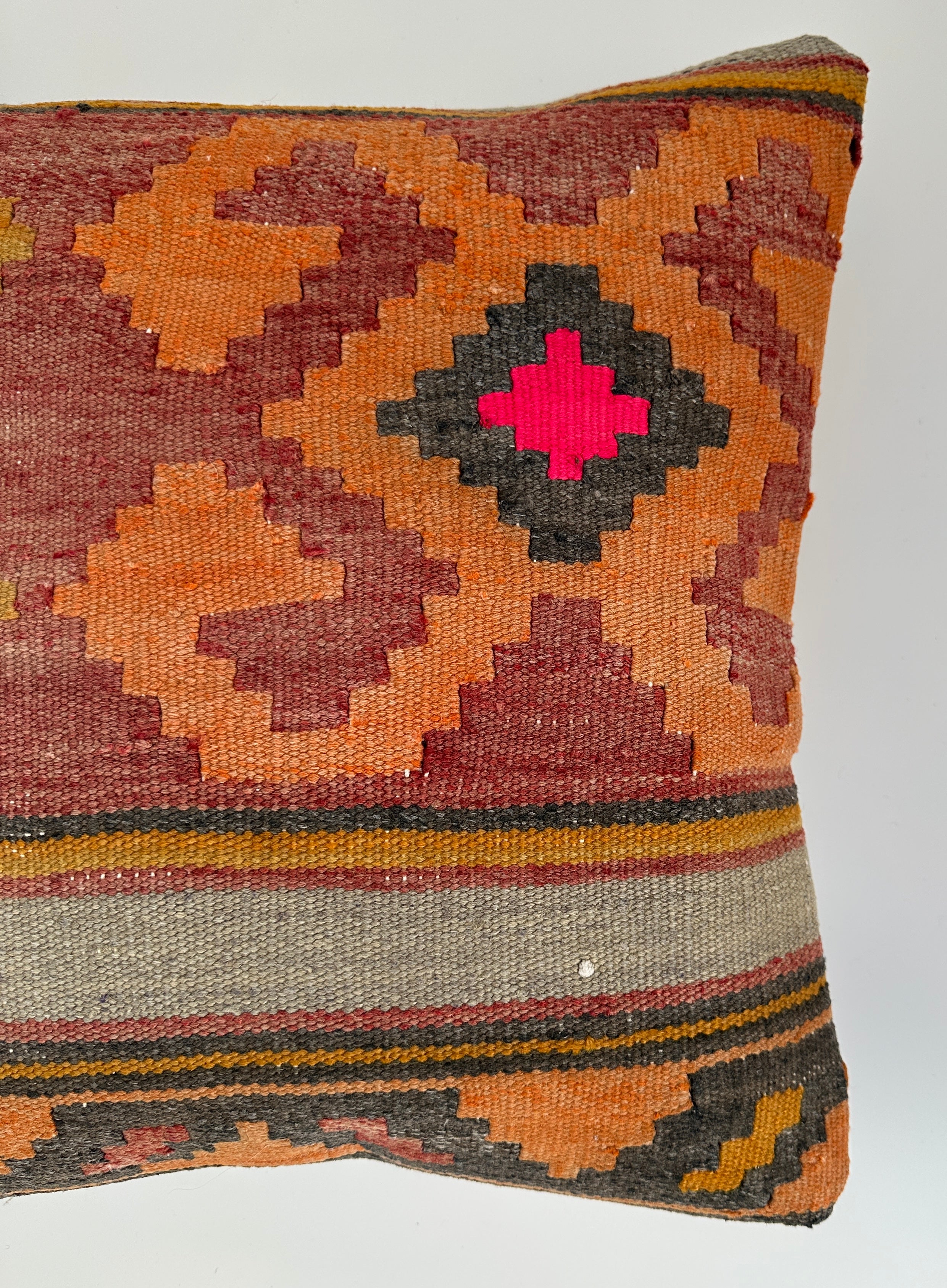 Handmade Multicoloured Turkish Cushion Cover 16''x16'' / 41x41 CM