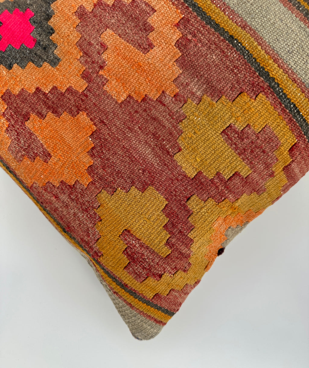 Handmade Multicoloured Turkish Cushion Cover 16''x16'' / 41x41 CM